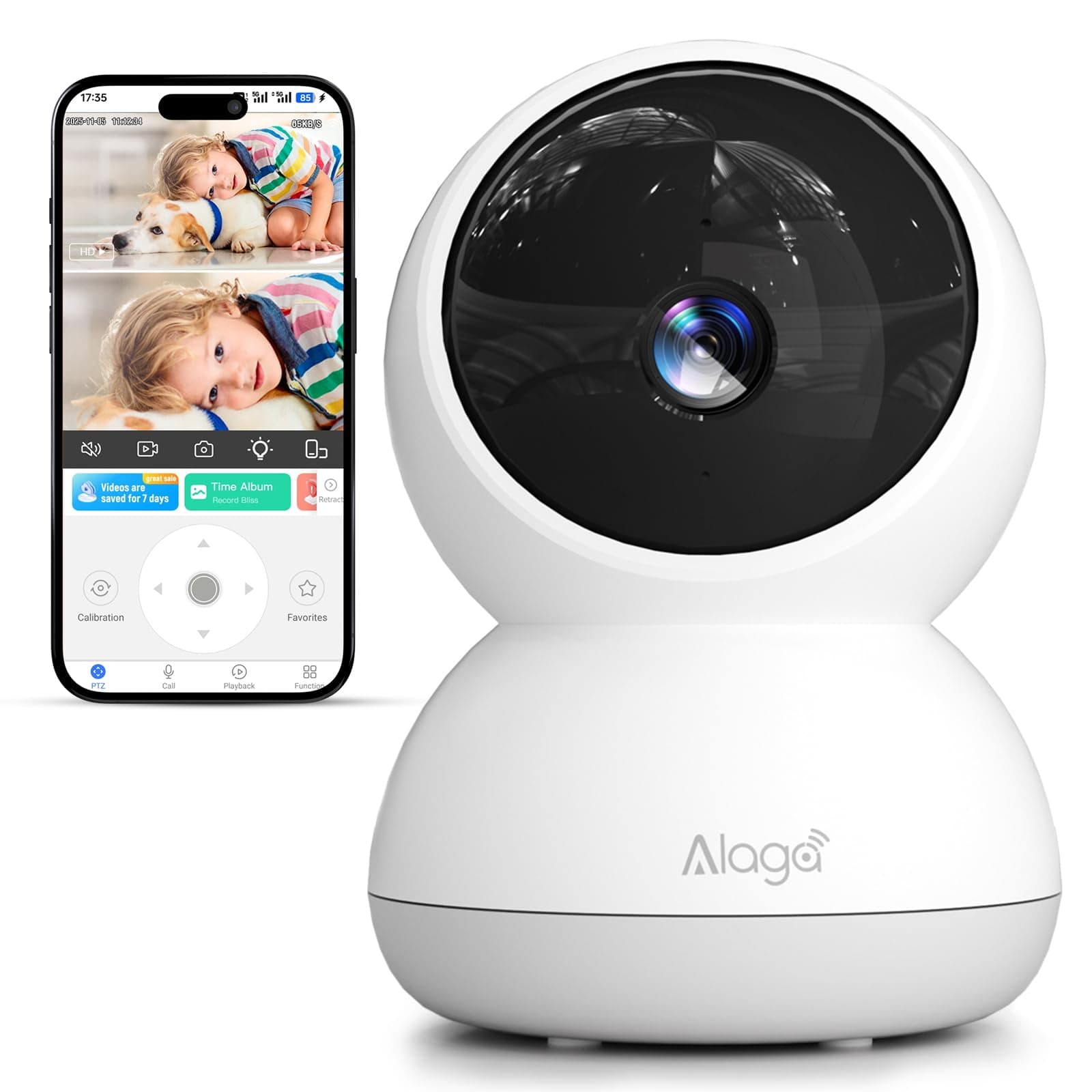 Indoor Camera, 3K HD Indoor Security Camera, 360° Pan/Tilt Pet Camera, 2-Way Audio, Siren, Night Vision, Baby/Pet Monitor with Phone App 2.4G and 5G WiFi, Compatible Alexa and Google Assistant