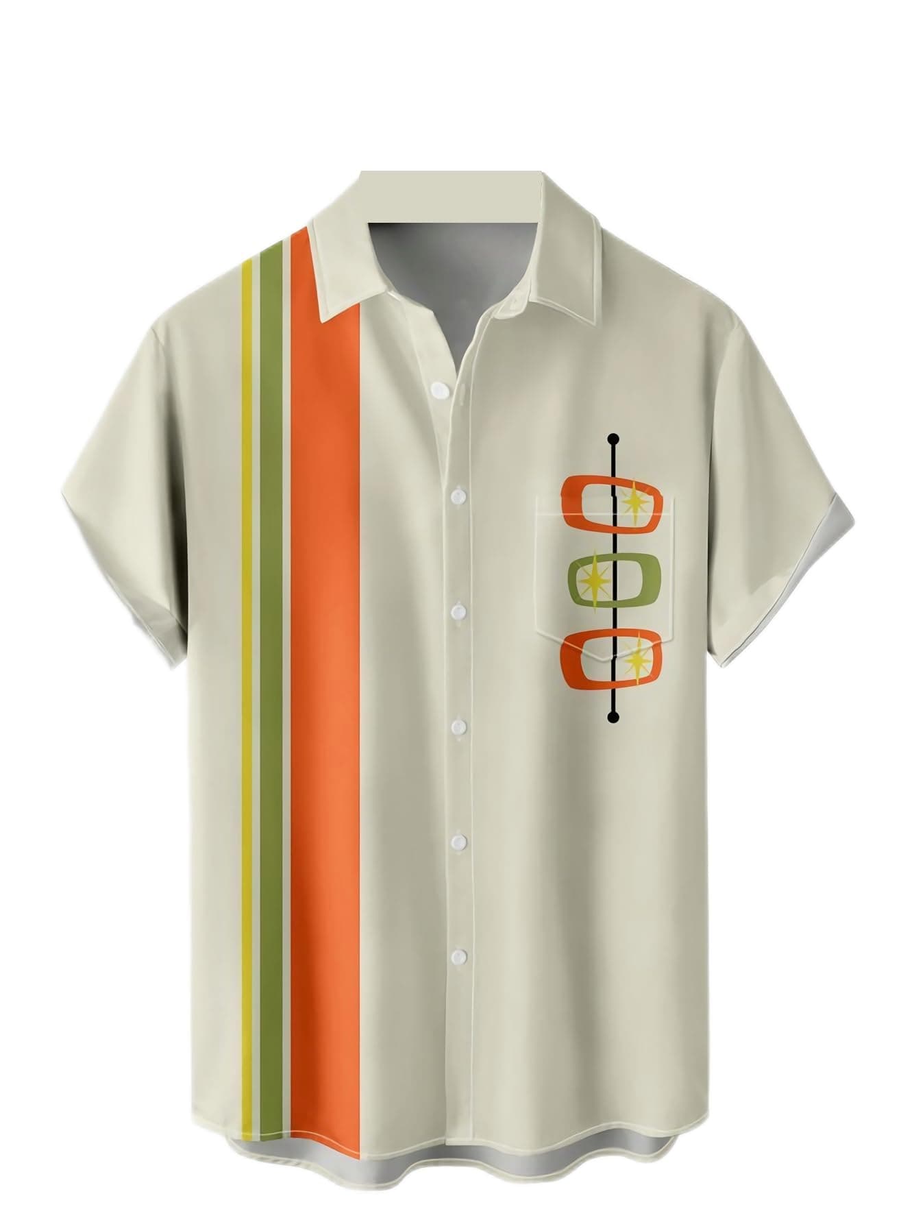 Men's Short Sleeve Button Down Bowling Shirts Hawaiian Casual Printed Summer Regular Fit Beach Aloha Shirt