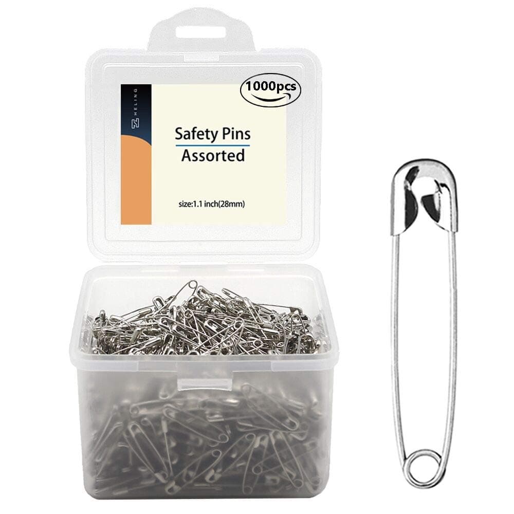 vrupin 1000 Pieces - 1.1 Inch Safety Pins Clips Tool 28mm Assorted, Sewing Accessories Kit