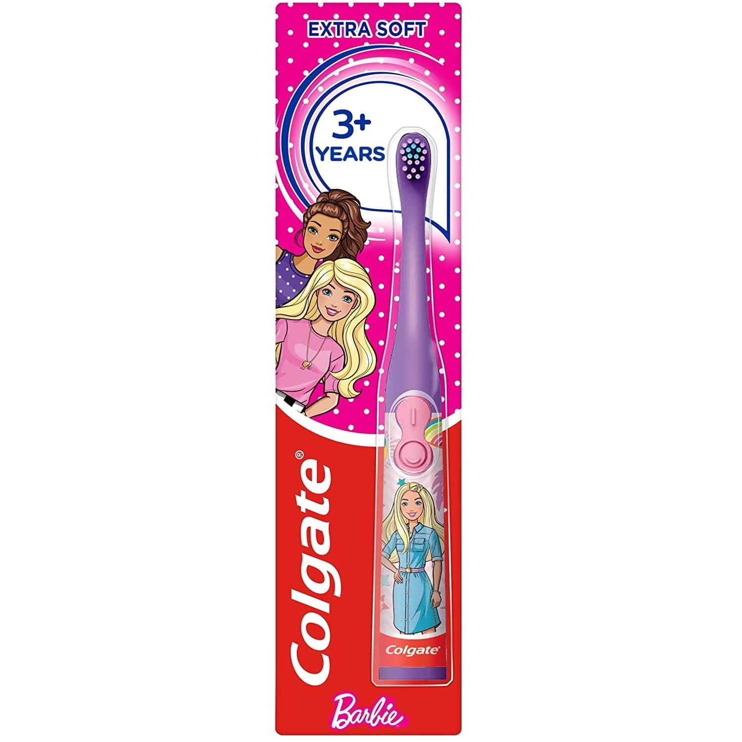 Barbie Toothbrush for kids, Battery Powered Electric Toothbrush, Age 3+, Kids toothbrush with Extra Soft Bristles and Slim Handle, Includes Replaceable Batteries