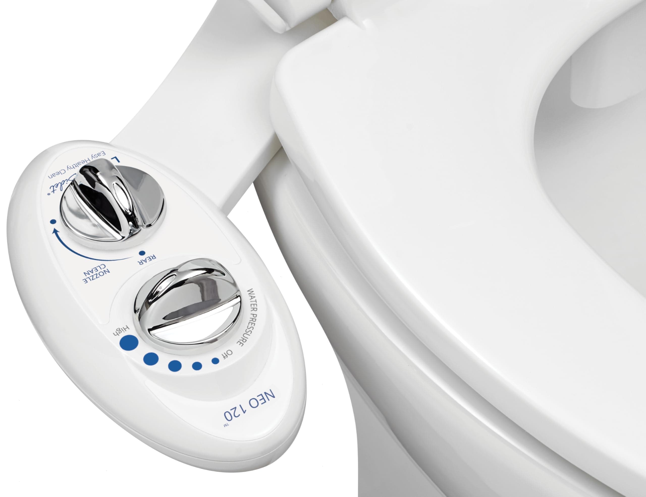 Luxe Bidet NEO 120 - Self-Cleaning Nozzle, Fresh Water Non-Electric Bidet Attachment for Toilet Seat, Adjustable Water Pressure, Rear Wash (White)