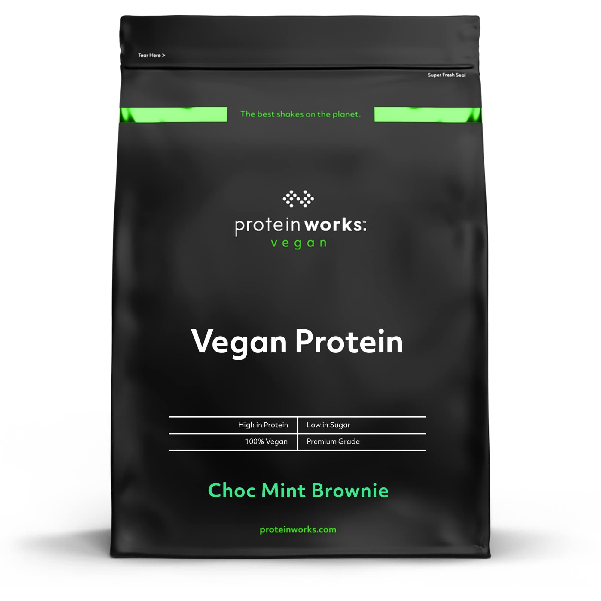 Protein Works - Vegan Protein Powder, Choc Mint Brownie, 16 Servings, 100% Plant Based & Natural, Premium Multi-Protein Blend, Low Fat Shake, Low Calorie Shake, 500g