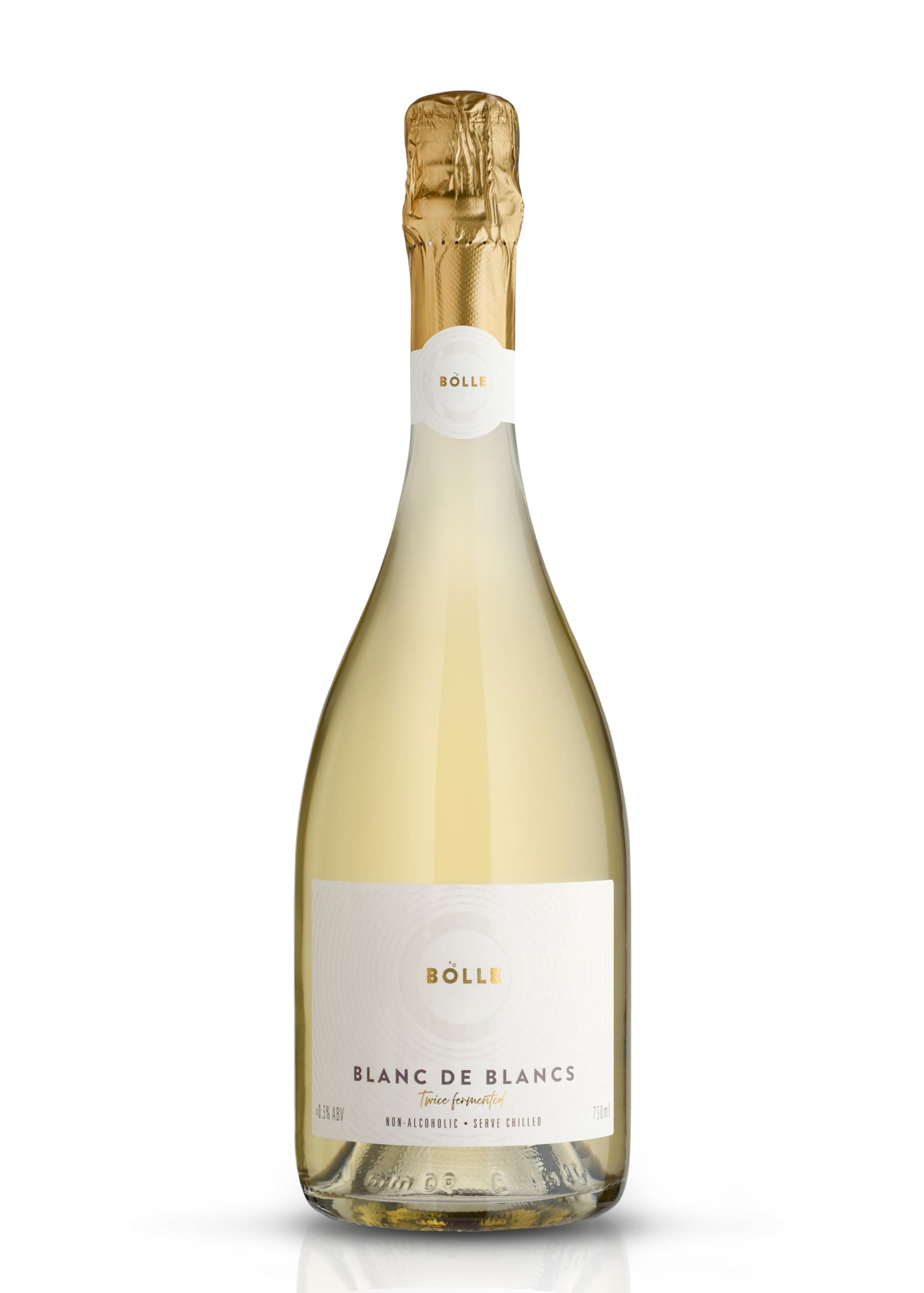 BOLLE Blanc De Blancs <0.5% ABV Non-Alcoholic Sparkling Wine - Premium Champagne Alternative, Low-Calorie, Vegan - 750ml
