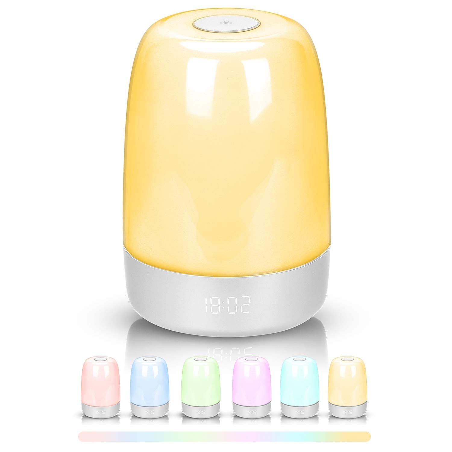 Sunrise Alarm Clock Wake Up Light, RUMIA LED Touch Sensor Night Light, 5 Nature Sounds, Color Changing, 3 Brightness Levels, Sleep Aid Alarm Clock with Sunset Simulation for Kids Adults