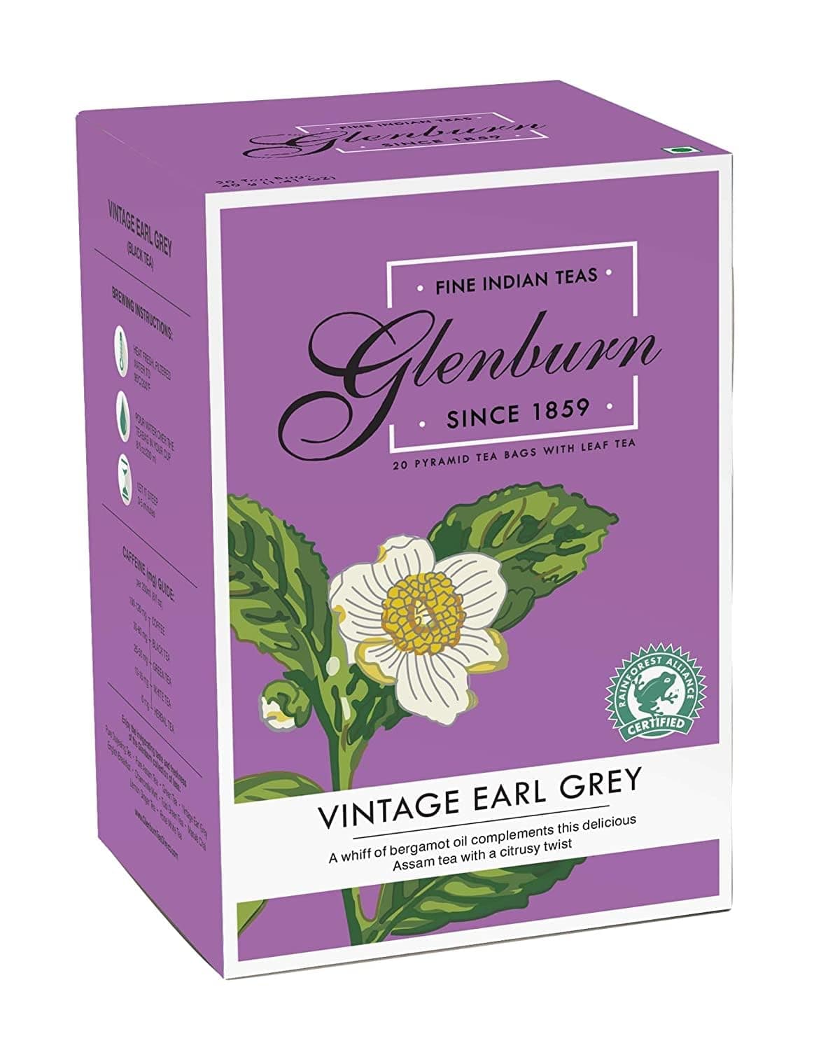 - Glenburn Earl Grey Pyramid Silk Tea Bag 20pc - Fresh and Direct from Khongea Tea Estate I Savour the Flavour of Premium Leaf Tea