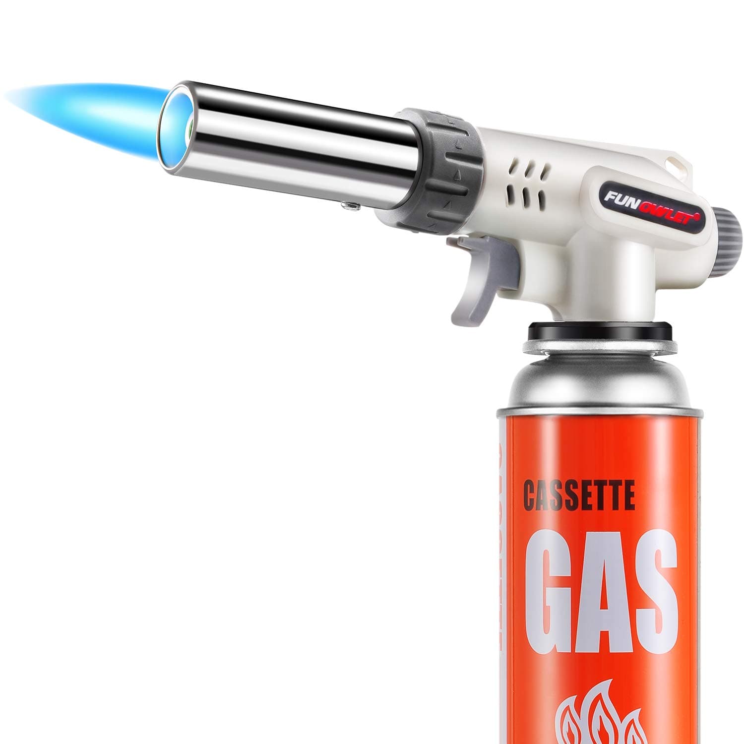 FunOwlet,Butane Torch Kitchen Blow Lighter, Culinary Torches Head Professional Chef Cooking Adjustable Flame for Sous Vide, Creme Brulee, Baking, BBQ (Butane Gas Not Included)