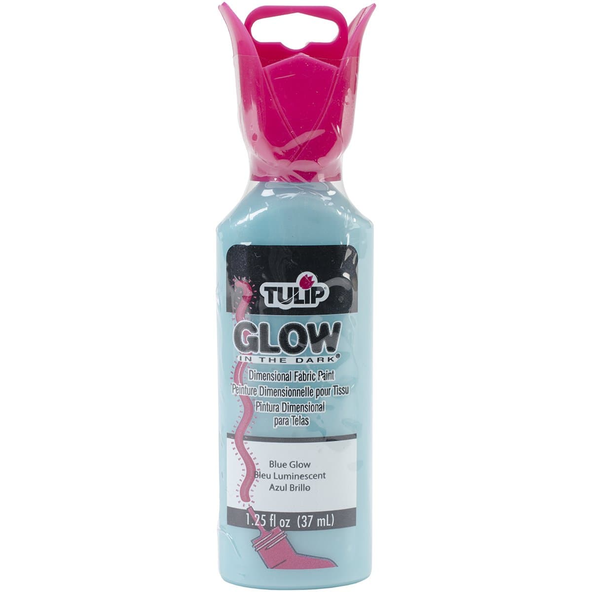 Tulip Puff Fabric Paint, Glow in The Dark Permanent Acrylic Craft Paint, Dries Soft and Flexible on Clothes, Non-Toxic, 1.25 fl oz, Glow Blue