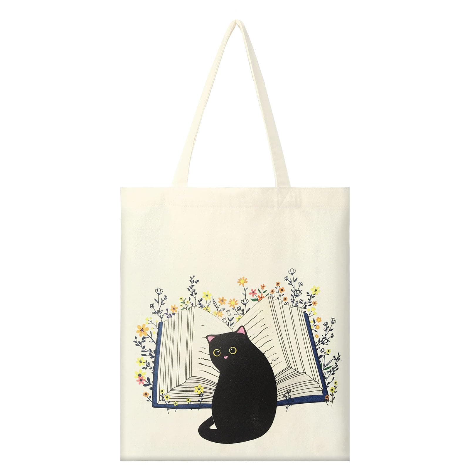Cat Tote Bag for Women Gifts for Cat Lovers Reusable Shopping Bag with Pocket for Girls Thank You Teacher Presents for Women Birthday Gifts for Mum Auntie Wife Daughters Friends