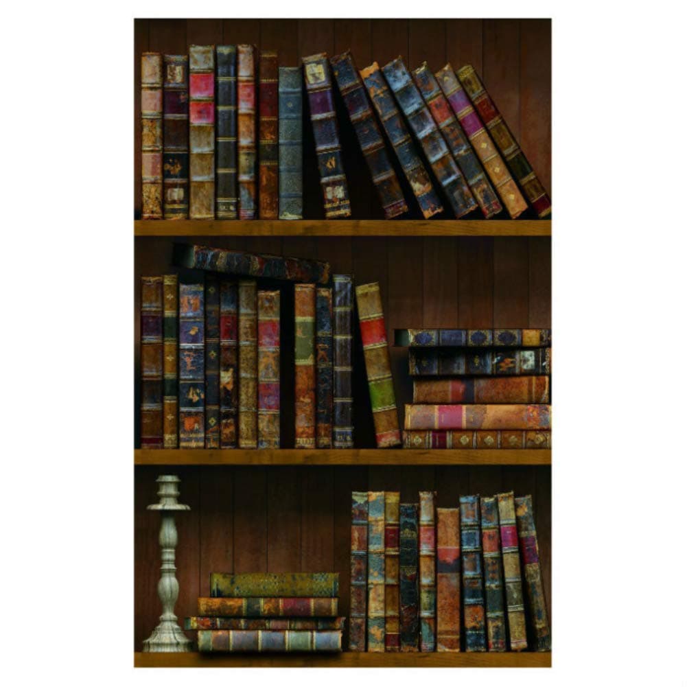 Self-Adhesive Vintage Bookshelf Peel-Stick Wallpaper Backsplash Shelf Liner Removable Door Vinyl Flooring Stickers Wallpapers 17.7inch by 98inch (17.7" x 98")