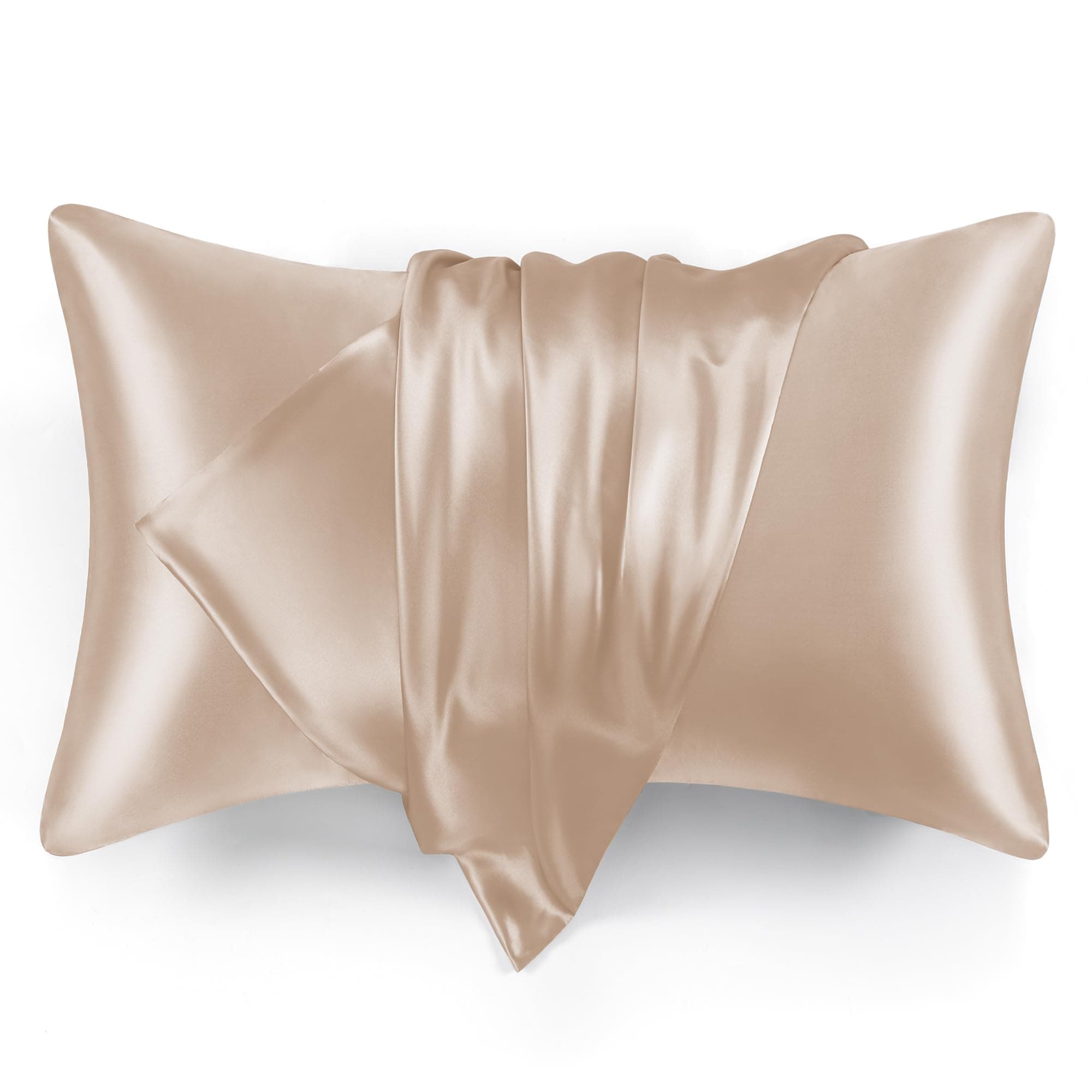 Love's cabin Satin Pillowcase for Hair and Skin, Similar to Silk Pillow Cases 2 Pack, Pillow Cases Standard Size Set of 2, Satin Cooling Pillow Covers with Envelope Closure, 20x30 Inches, Taupe