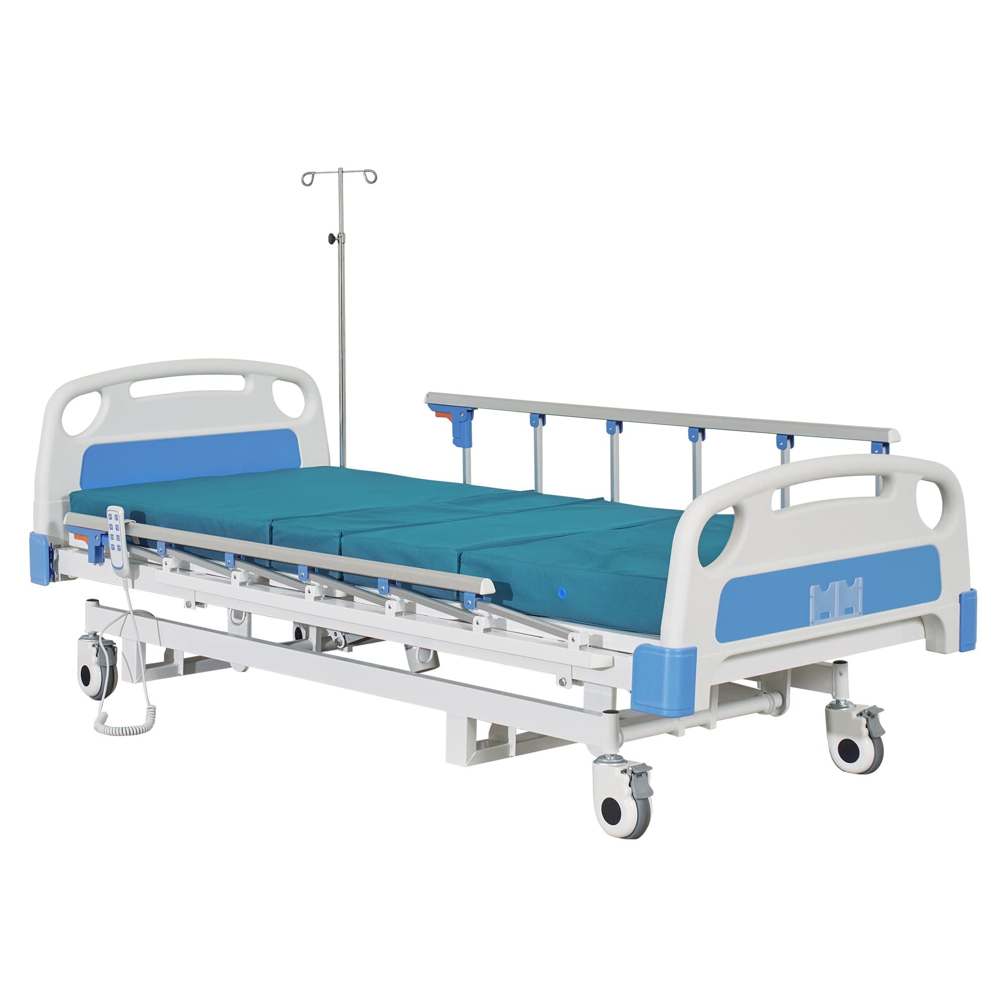 Premium 3 Function Electric Hospital ICU Bed with Mattress & IV Pole.