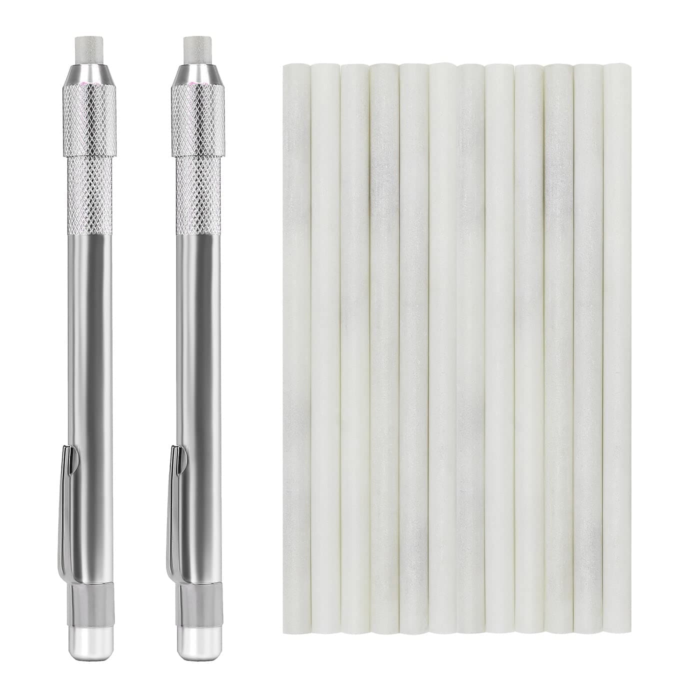 Gutimore Round Soapstone Holder 2pcs Round Soapstone Pencils with 14pcs Soapstone Refills for Welding,Metal Fabrication, Construction, and Textile