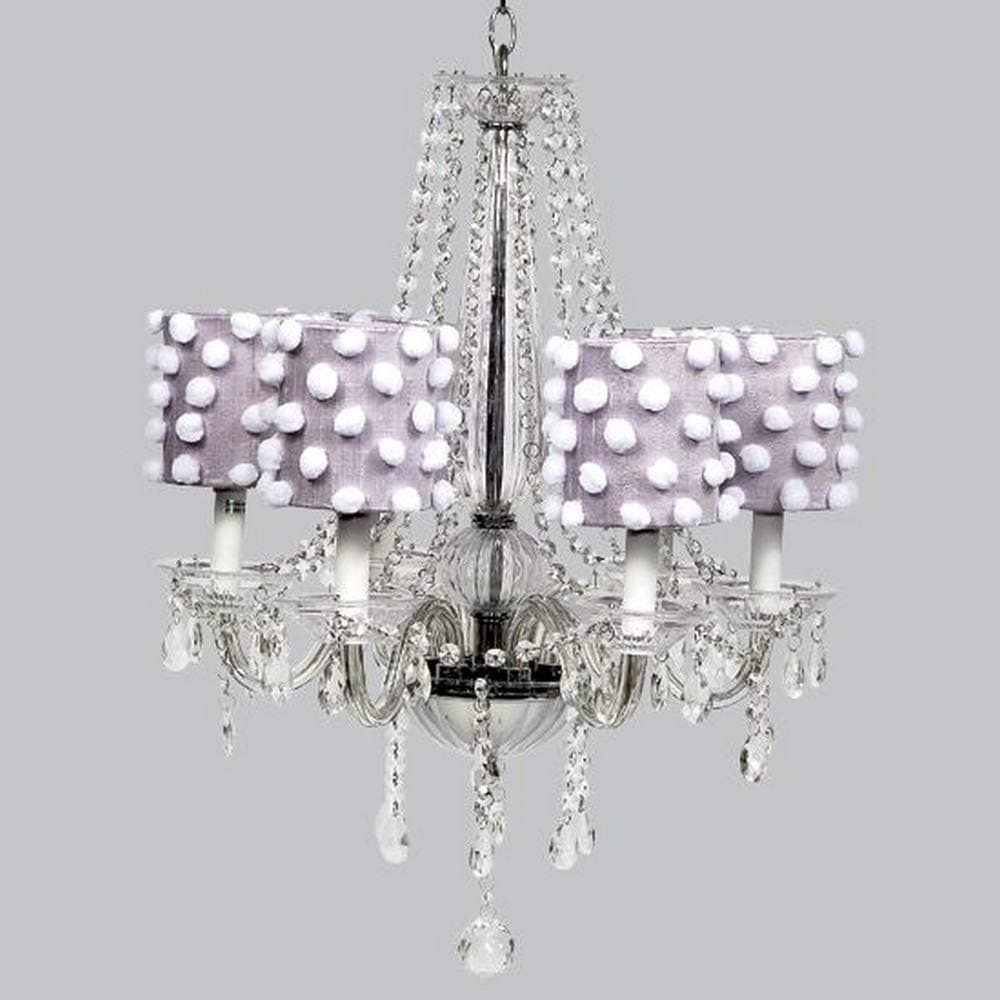 Jubilee Collection 2663 Drum Chandelier Shade with White/Lavender Pom Pom
