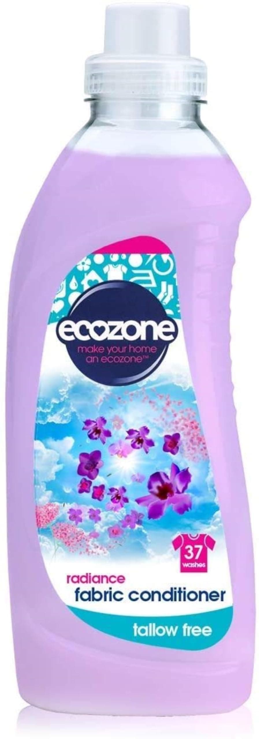 EcozoneConcentrated Radiance Fabric Conditioner, Tallow Free, Gentle Fresh Fragrance, Clothing Softener for Washing Machine Cleaning, Natural Vegan Eco Friendly Plant-Based Liquid (1 Litre/37 Washes)