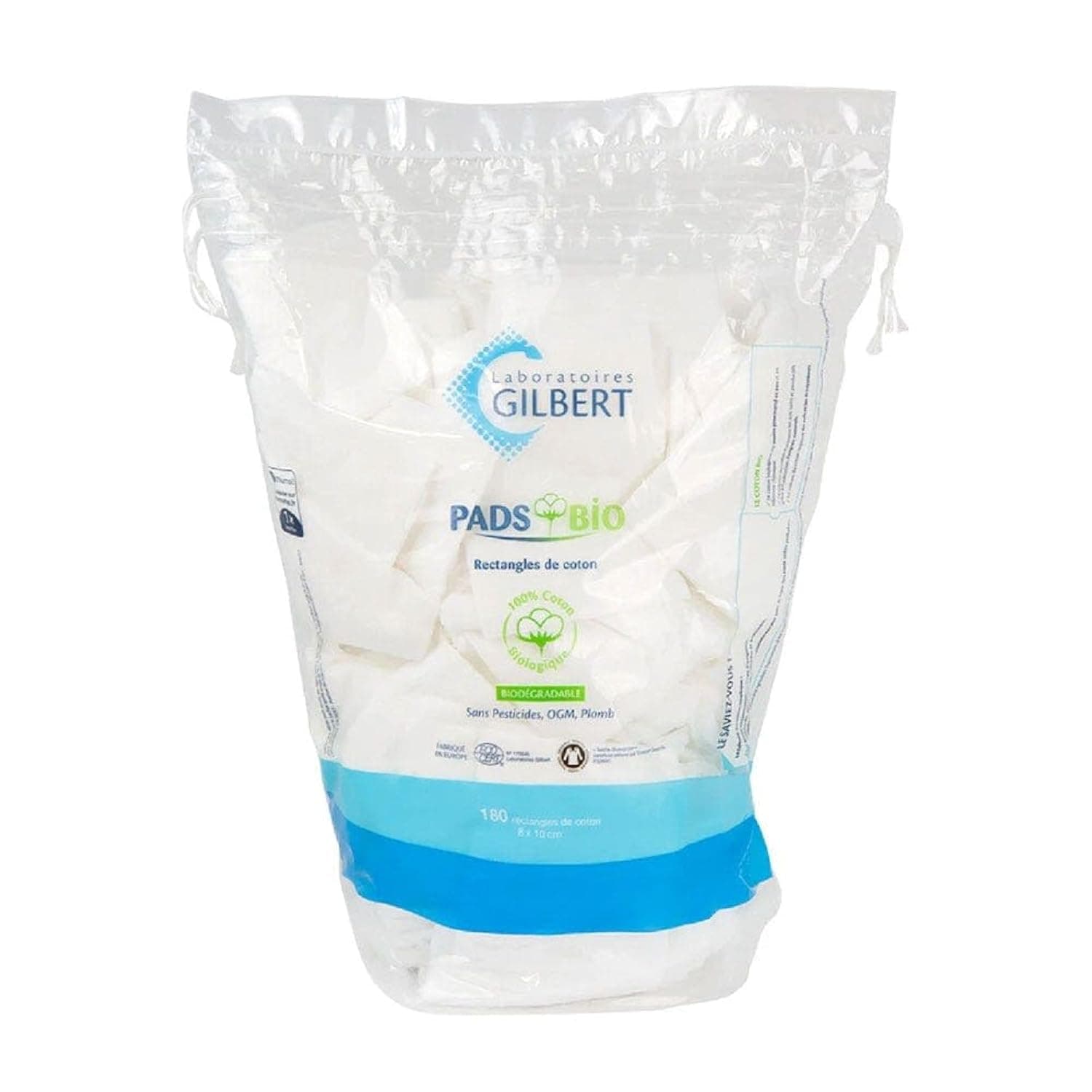 Laboratoires Gilbert Pads Organic 180 Cotton Rectangle 8 x 10 cm