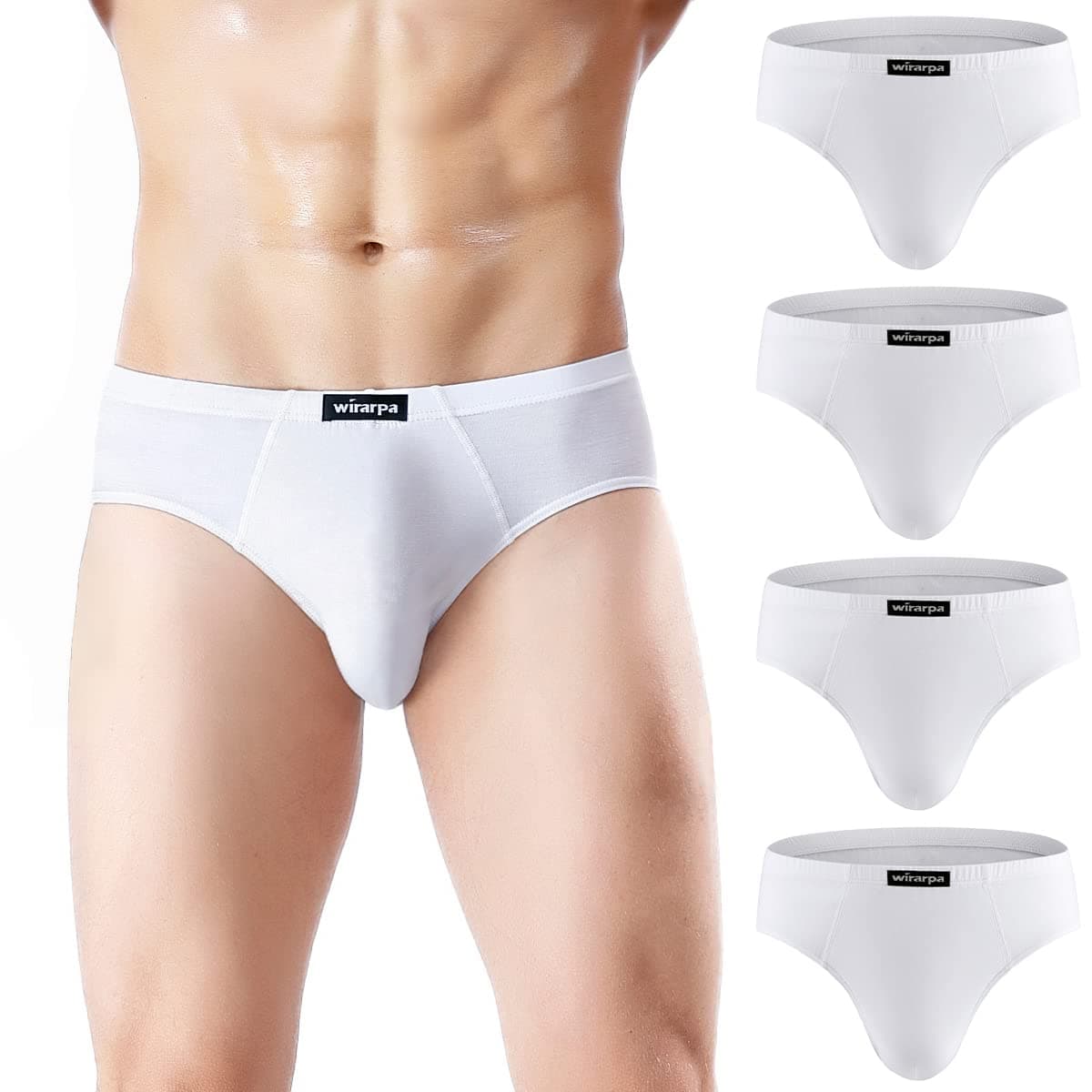 Men's Underwear Multipack Modal Microfiber Briefs No Fly Covered Waistband Silky Touch Underpants