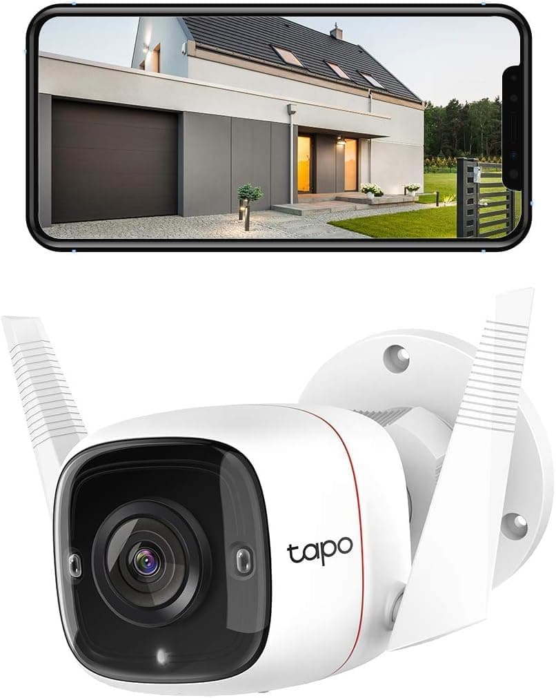 TP-Link Tapo 2K Security Camera Outdoor Wired, IP66 Weatherproof, Motion/Person Detection, Built-in Siren w/ Night Vision, Cloud/SD Card Storage, 2-Way Audio, Works w/ Alexa & Google Home (Tapo C310)