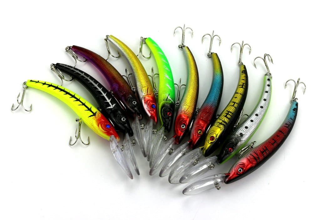LENPABY 10PCS Swimbait 3D Minnow Deep Diver Lure 15.5CM-16.3G for Saltwater Freshwater Bass Trout Walleye Salmon Musky Fishing