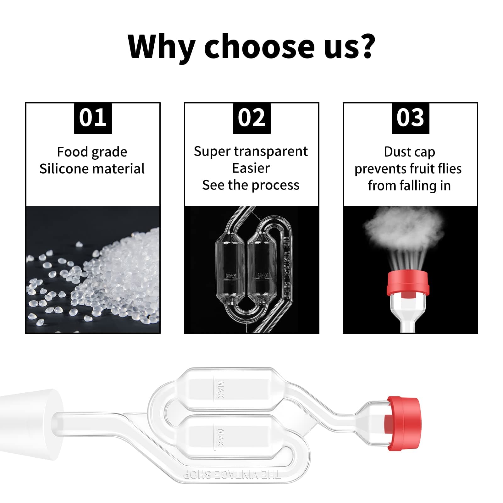 Airlocks for Fermenting, Brewing Supplies, Super Transparent Upgraded Version of 4 Fermentation Airlock, 4#6 Stoppers and 8 Airlock Grommets, Used for Brewing Wine, Beer, Sauerkraut, Pickles, Etc