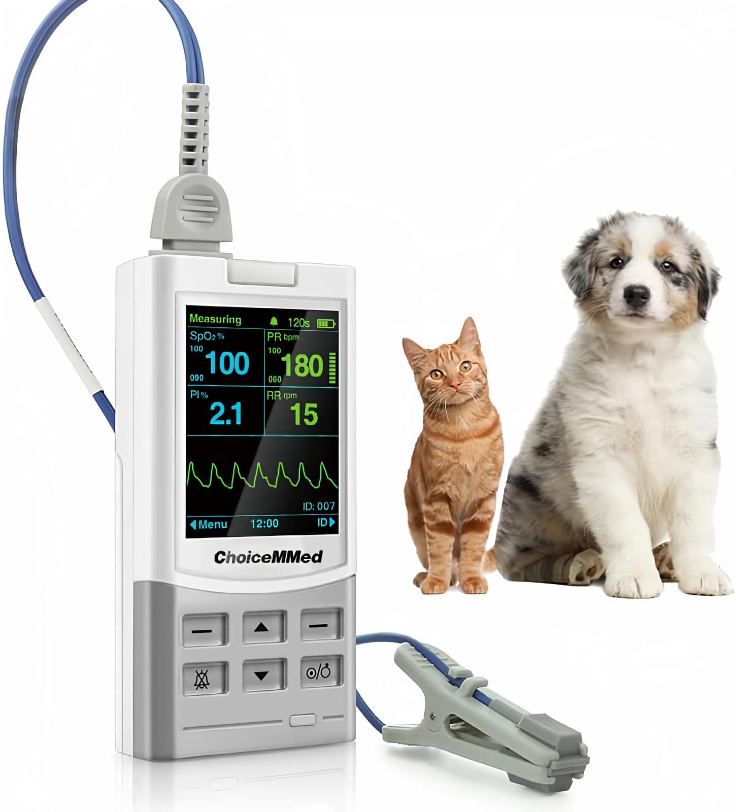 ChoiceMMed Handheld Pulse Oximeter for Vet Use - Heart Rate and Blood Pressure Monitor - Medical Monitoring for Dog, Cat, and Small Animals - Blood Oxygen Saturation Medical Monitoring Equipment