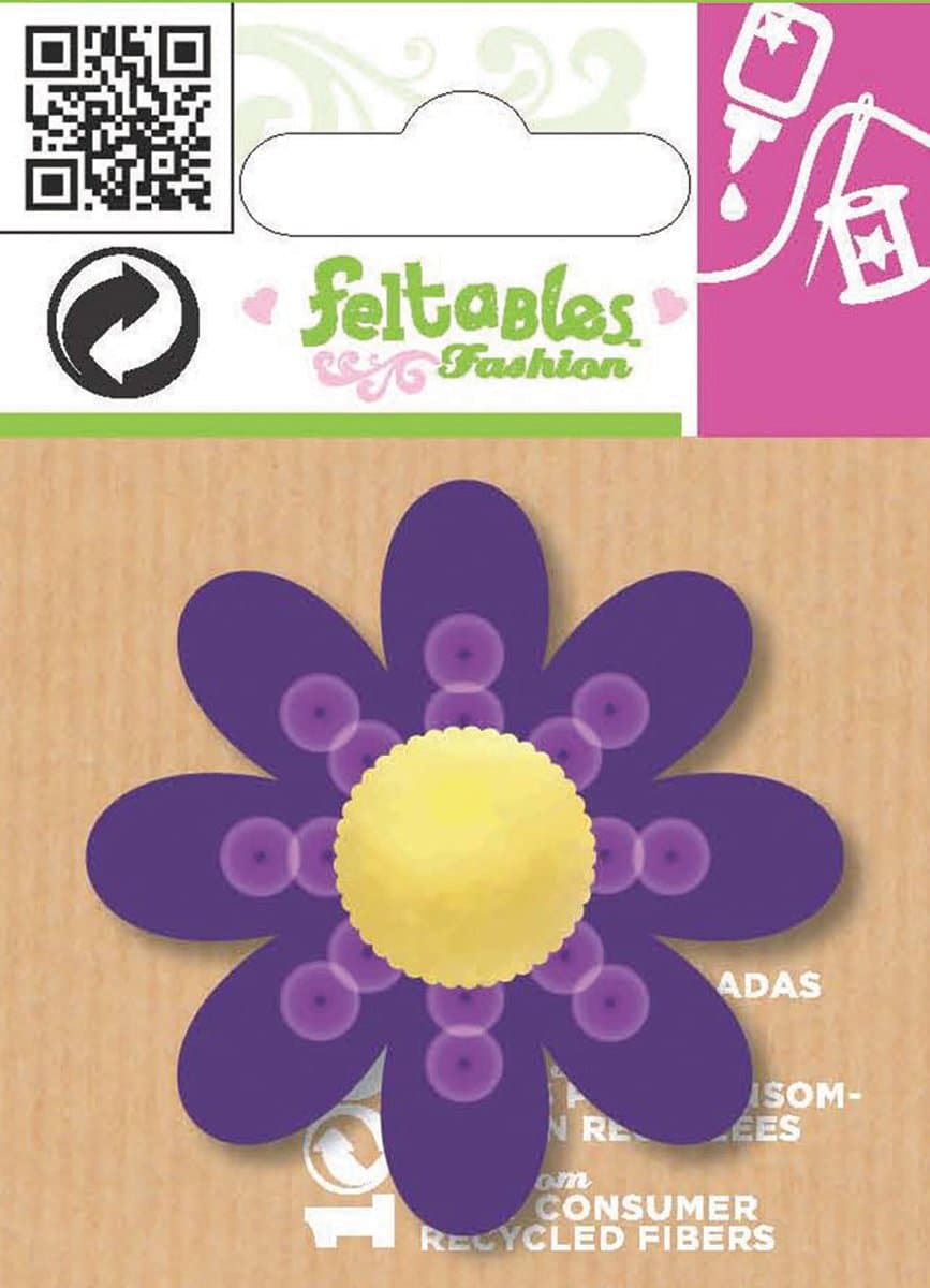 Feltables Micro Layered Embellishments 1/Pkg - Purple Pom Pom Daisy