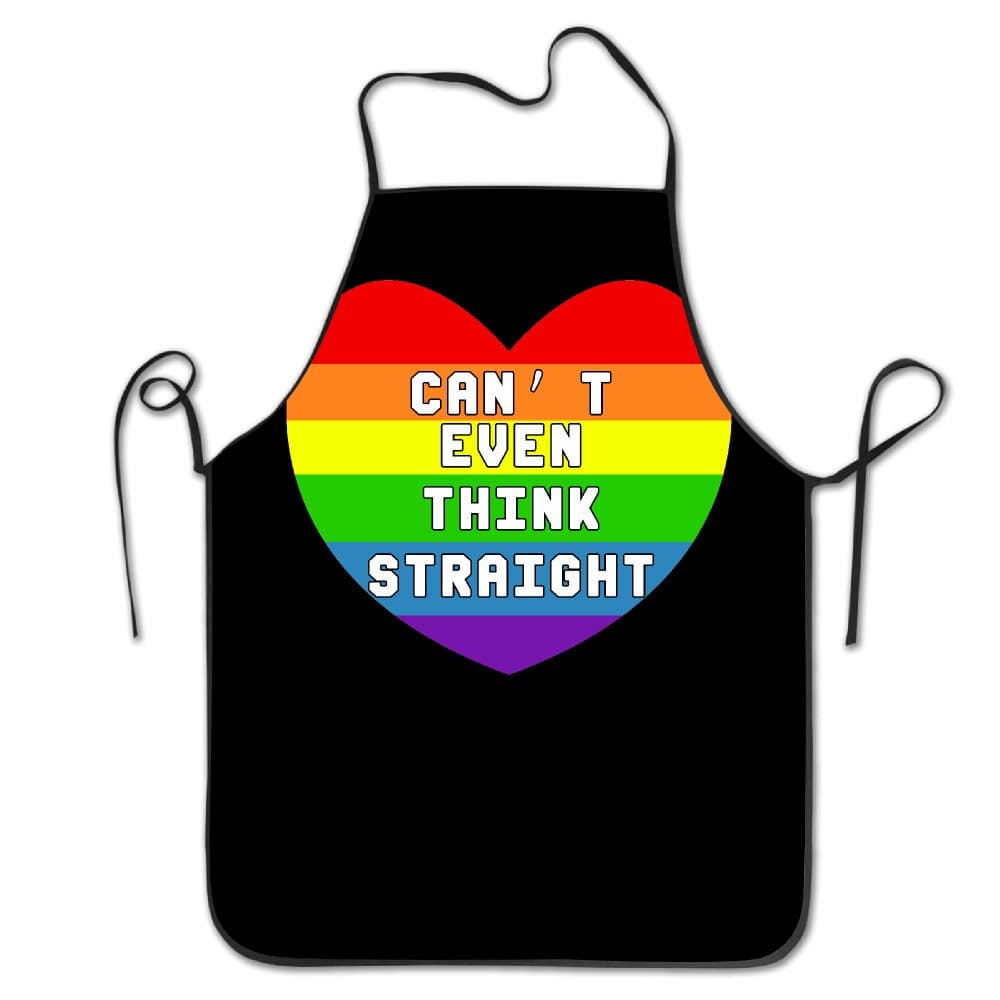 Manygoyo Funny Apron Chef Kitchen Cooking Apron Bib Can't Even Think Straight -Gay & Lesbian Pride Grilling Easy Care