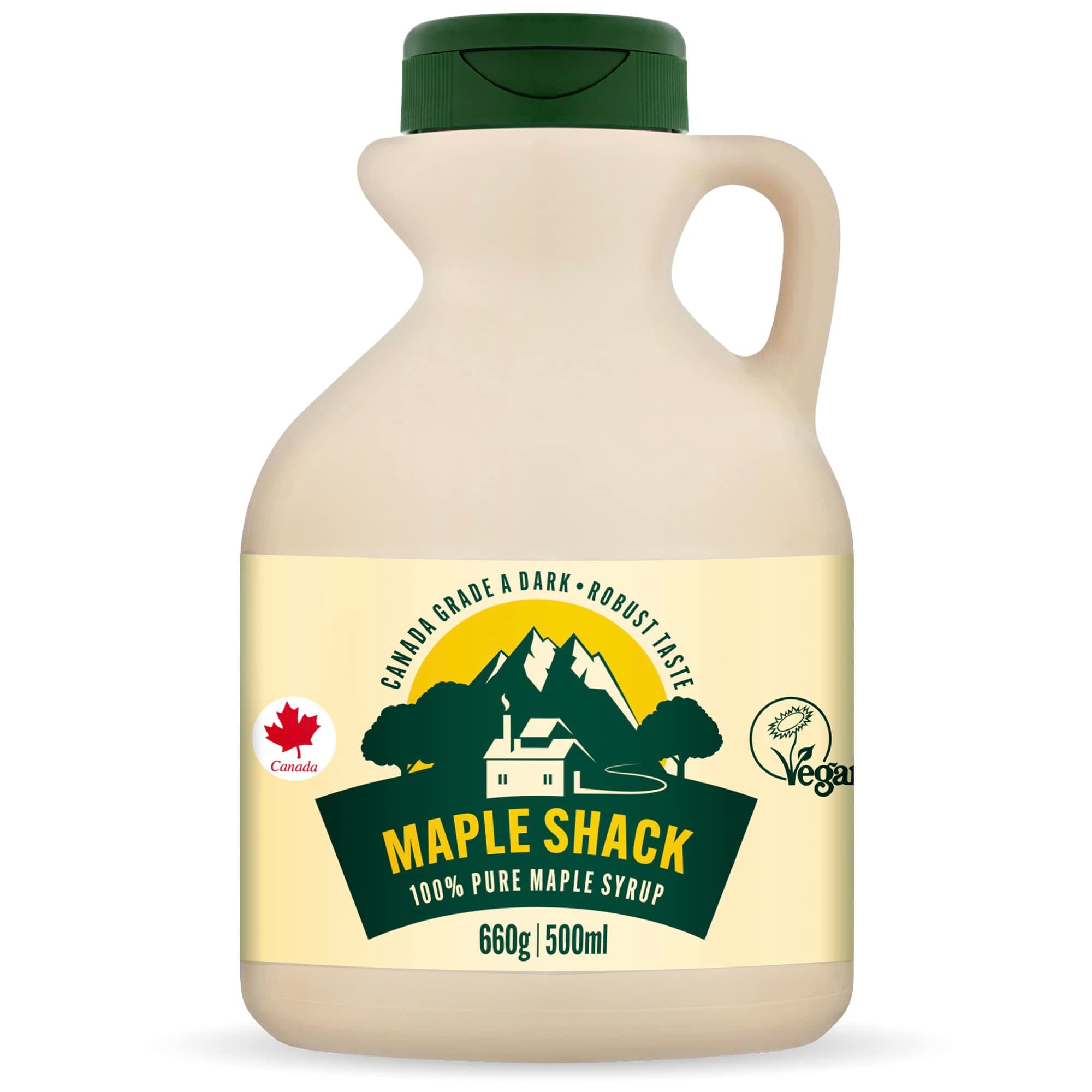 100% Pure Canadian Maple Syrup 500ml - 660g Grade A, Dark Maple Syrup with Caramel Taste - Ideal for Pancakes, Waffles and Baking