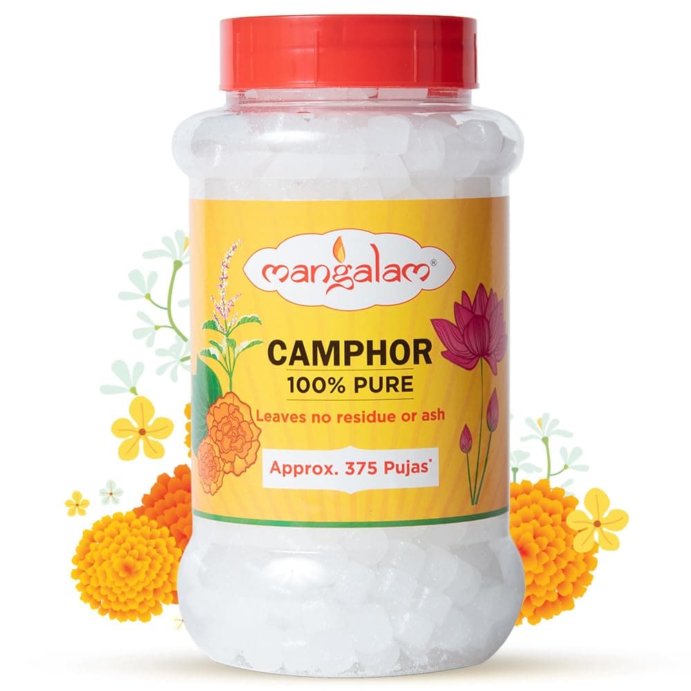 MANGALAM Camphor Tablet 250g Jar - Pack of 1 | 100% Pure | for Puja, Festivals & Other Religious Ritual | No Dangerous Chemicals | Leaves No Residue Or Ash