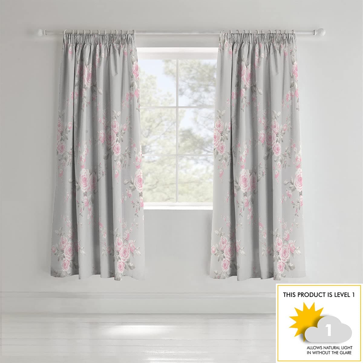 Catherine Lansfield Canterbury Floral Reversible Quilted 240x260cm Bedspread Grey