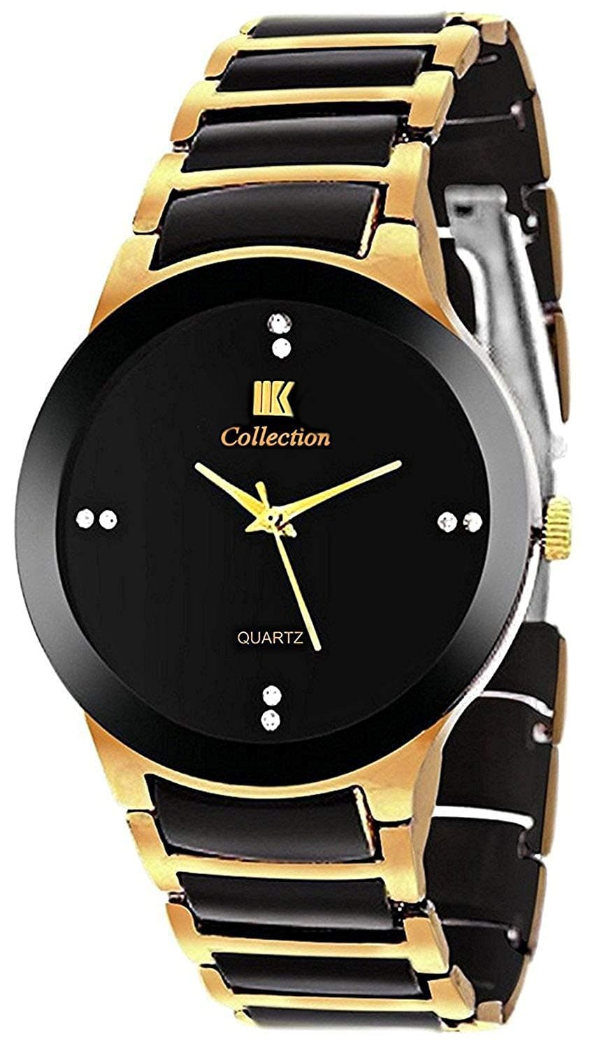 JAYSHREE KHODIYAR Analogue Men's Watch (Black Dial, Black & Gold Colored Strap)