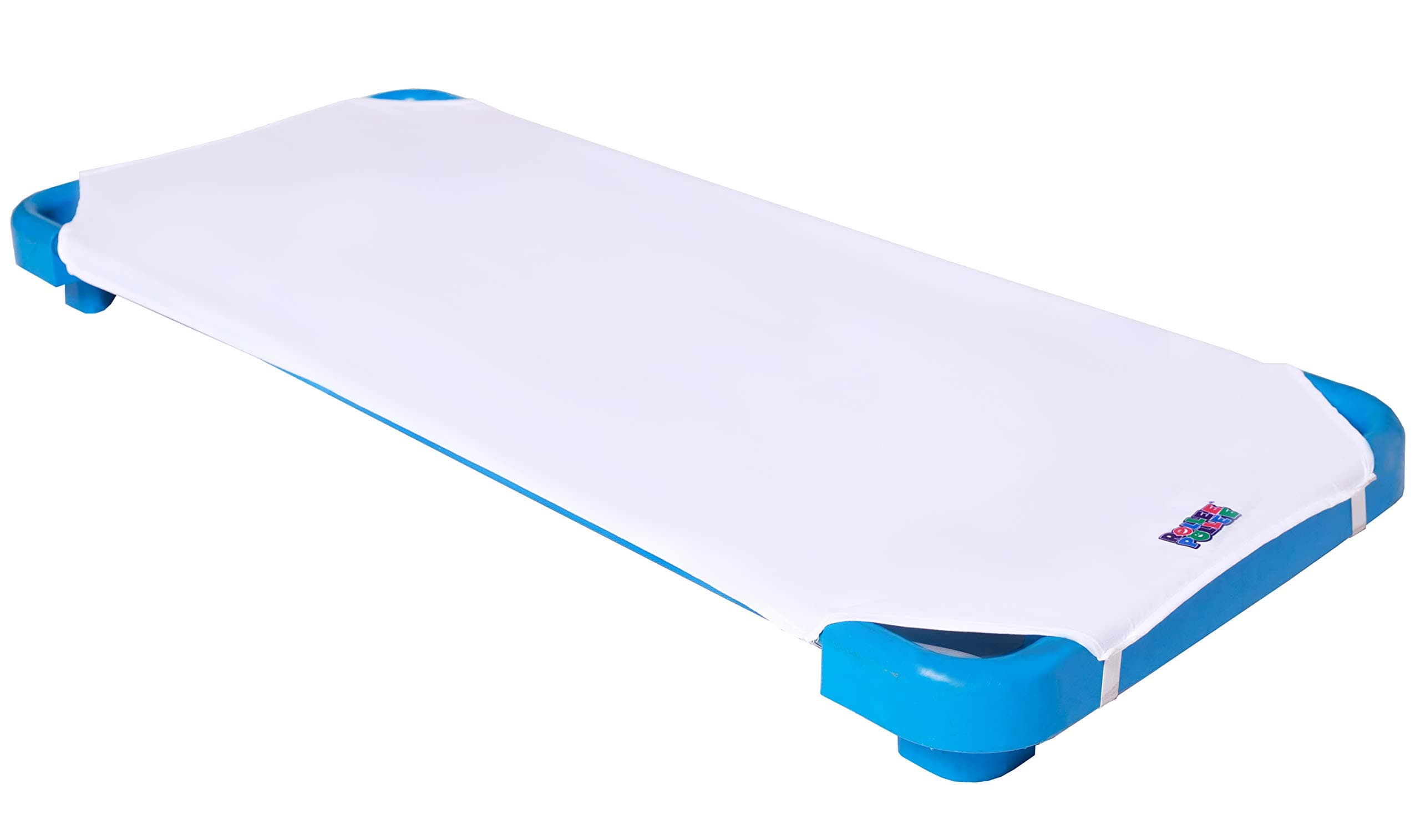 ROLLEE POLLEE White Microfiber Cot Sheets for Preschool or Daycare, Elastic Loops for Extra Security, Super Soft and Durable (Standard Cot Sheet 23" x 52", Single)