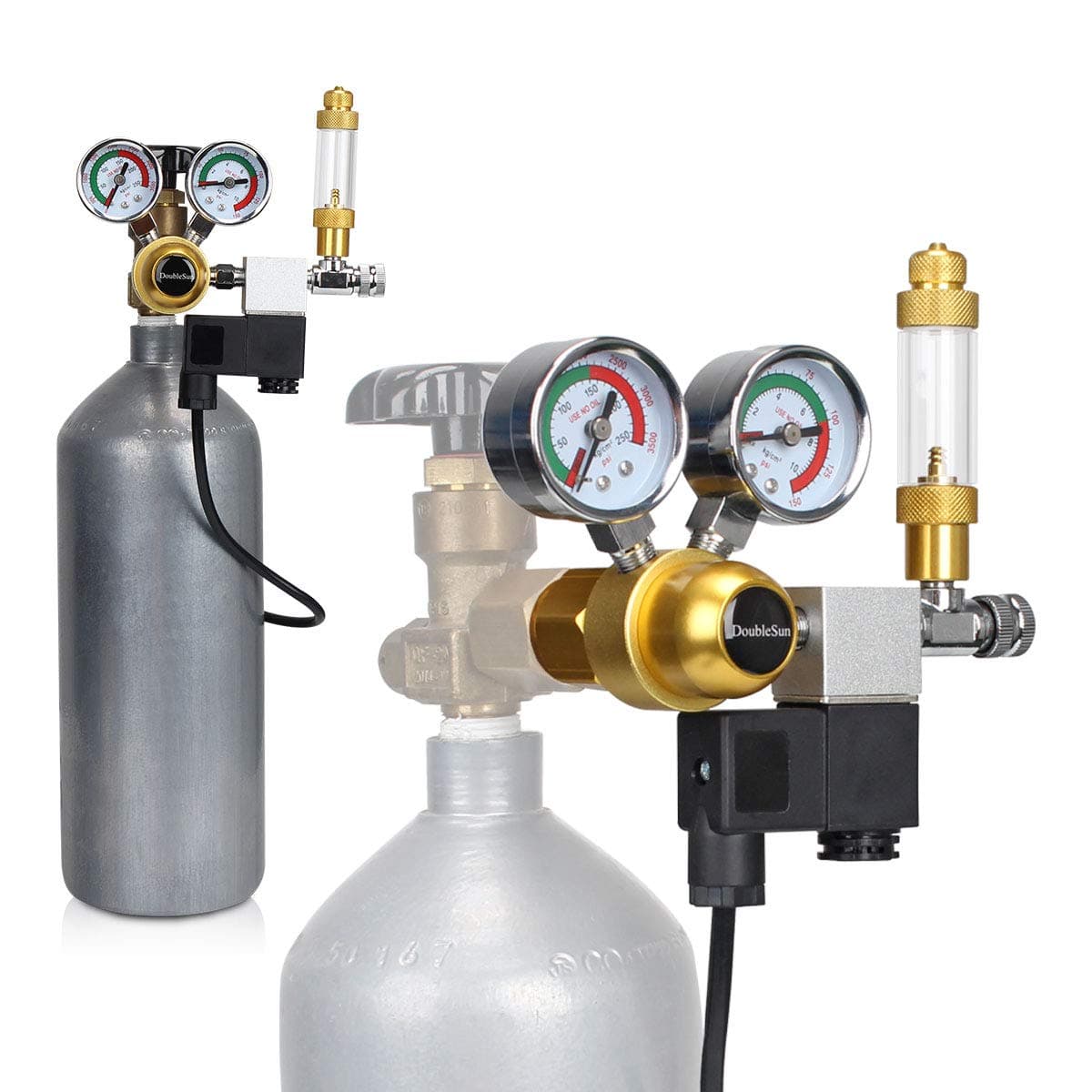 Aquarium CO2 Regulator Big Dual Gauge Display with Bubble Counter and Check Valve and Updated 110V Solenoid Fits Standard US Tanks Product Name