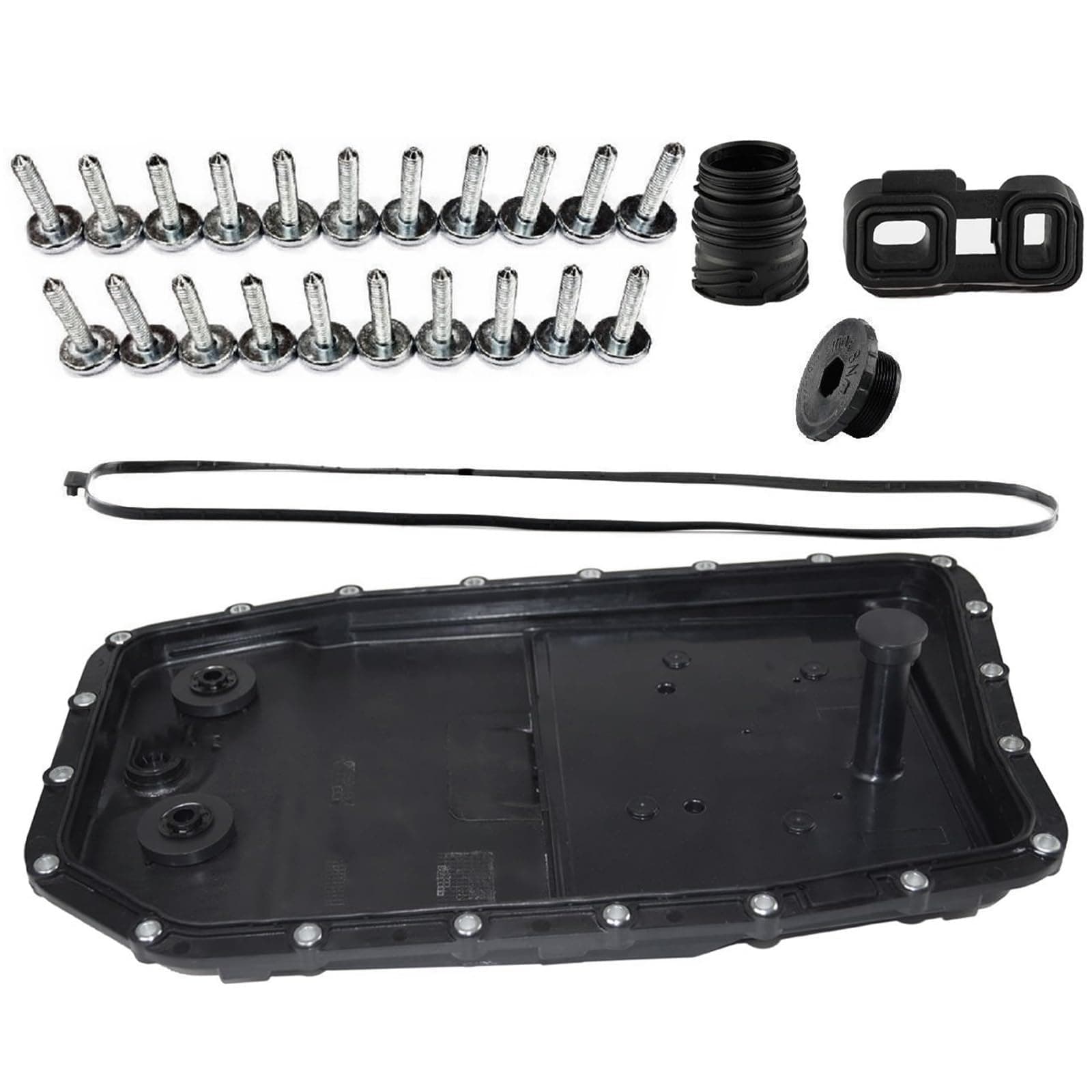 Bapmic 6HP26 Transmission Oil Pan W/Drain Plug Gasket and Bolts Compatible with BMW 745Li X5 24117571227