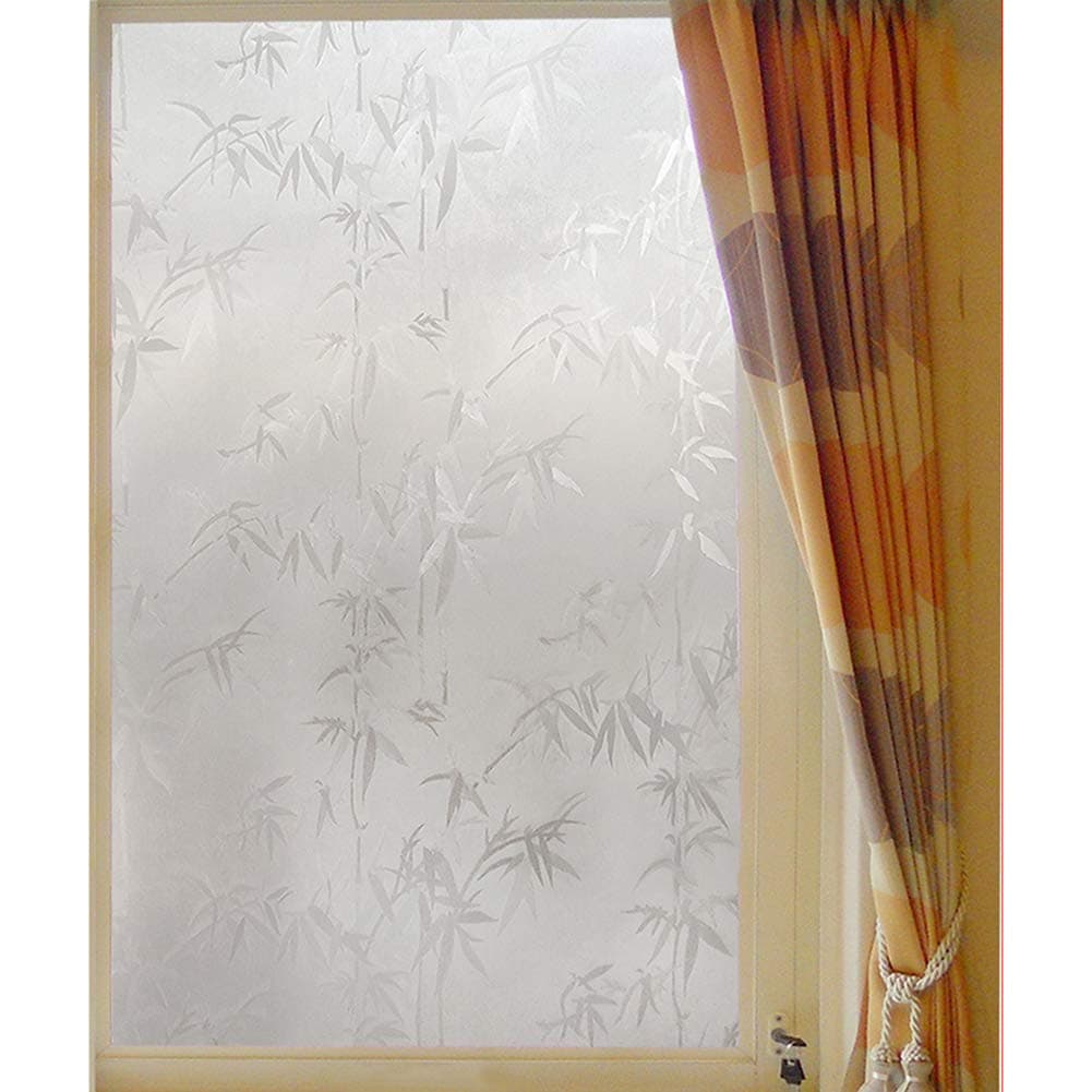 3D Bamboo Leaves Window Films, Privacy Static Film Cling Self Adhesive Window Stickers Opaque Decorative for Office Meeting Room-a W50xh500cm(20x197inch)