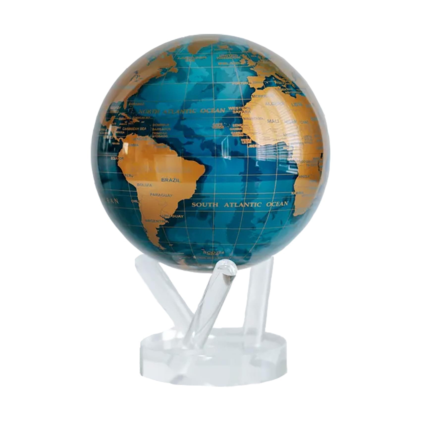 MOVA Globe Blue and Gold 6" with Base, Solar Powered Rotating Globe No Need of Battery or Chord, Unique Gift and Decoration