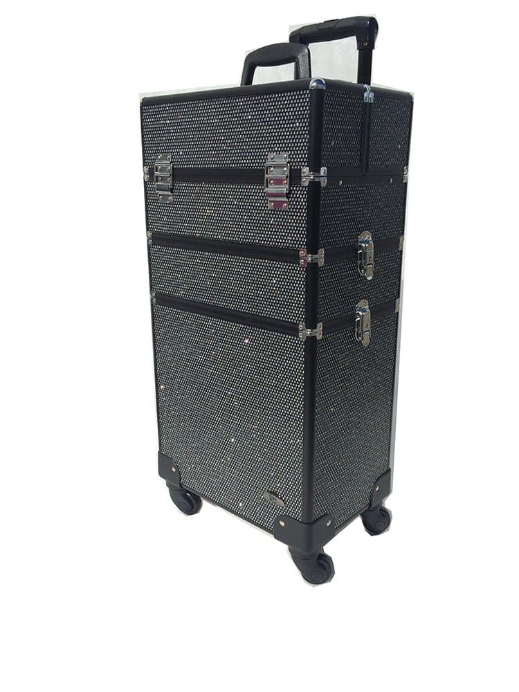 Reality - 3 piece Rolling Makeup Case with Large Lower Storage - Black Bling