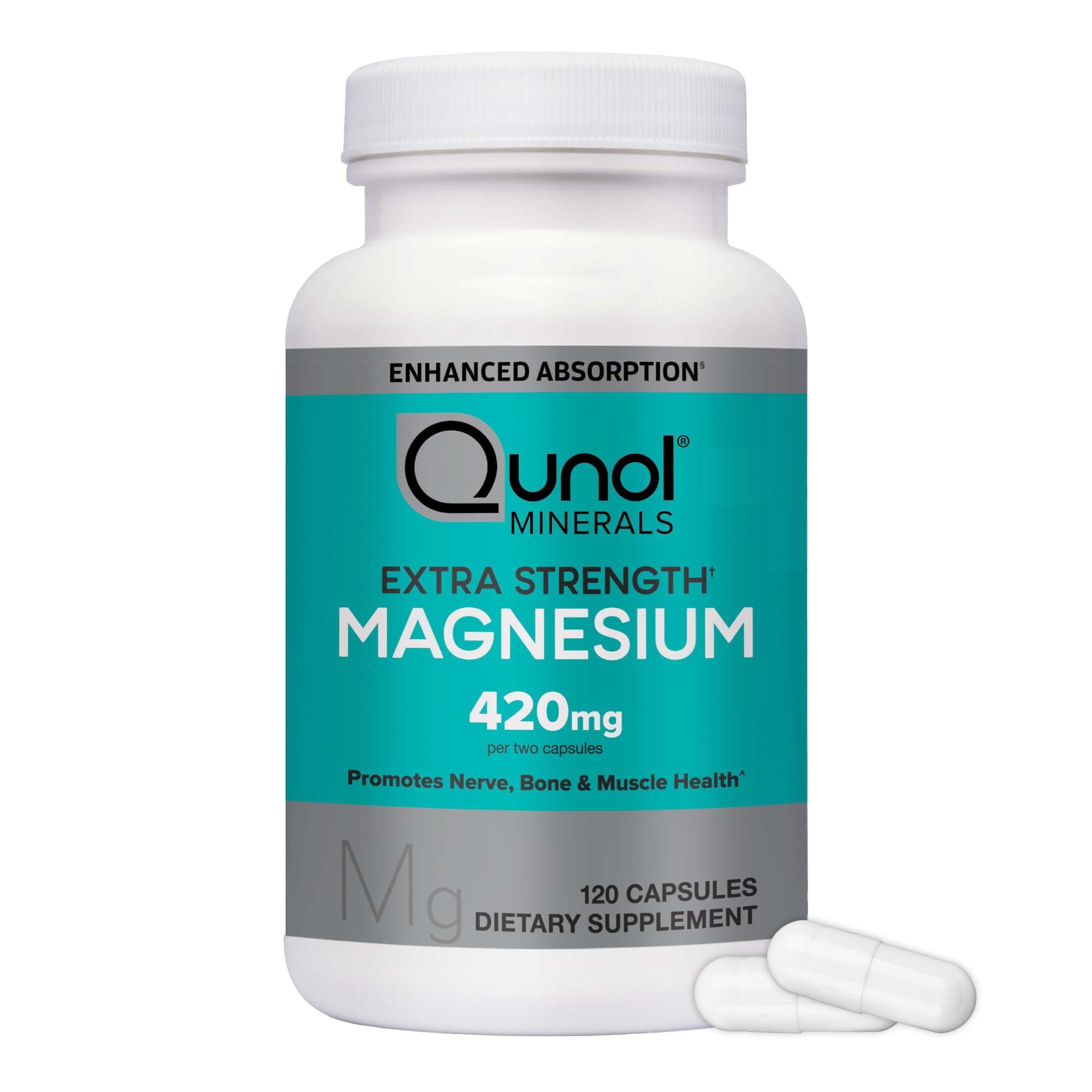 Magnesium Capsules 420mg, High Absorption Magnesium Supplement, Extra Strength, Bone and Muscle Health Supplement, 120 Count