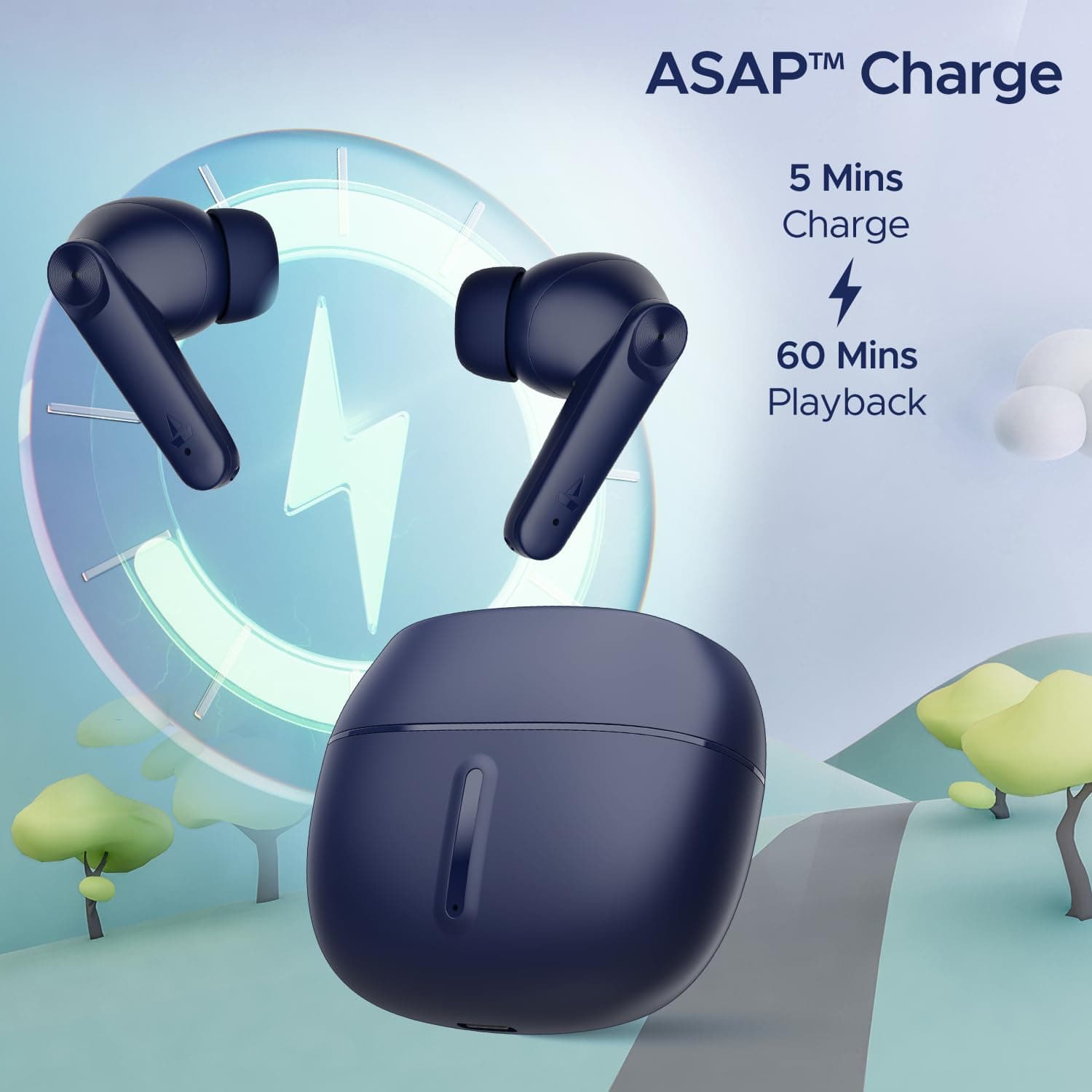boAt Airdopes Max in Ear TWS Earbuds with 100 HRS Playtime, Quad Mics with ENx Tech, Beast Mode(50ms Low Latency), ASAP Charge, Bluetooth v5.3 and IWP(Bold Blue)