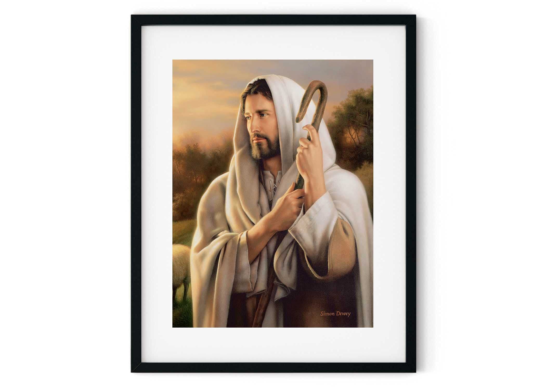 The Good Shepherd Print - By Simon Dewey | Jesus Painting | Jesus Art | Picture of Jesus | Jesus Shepherd Art | Jesus With Lamb Picture | Simon Dewey Art (11x14 Print (9x12 Image) UNFRAMED