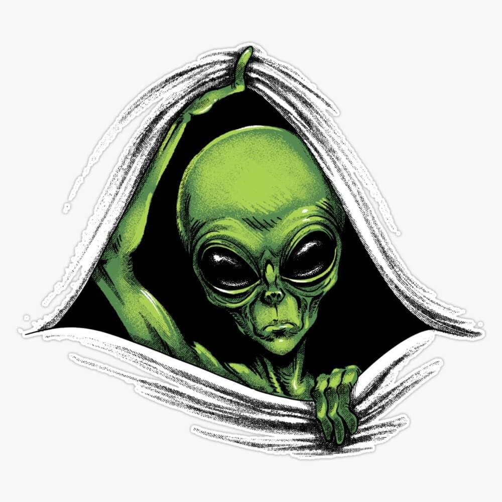 Scary Peeking Alien Coming Out of Your Wherever Bumper Sticker Vinyl Decal 5"