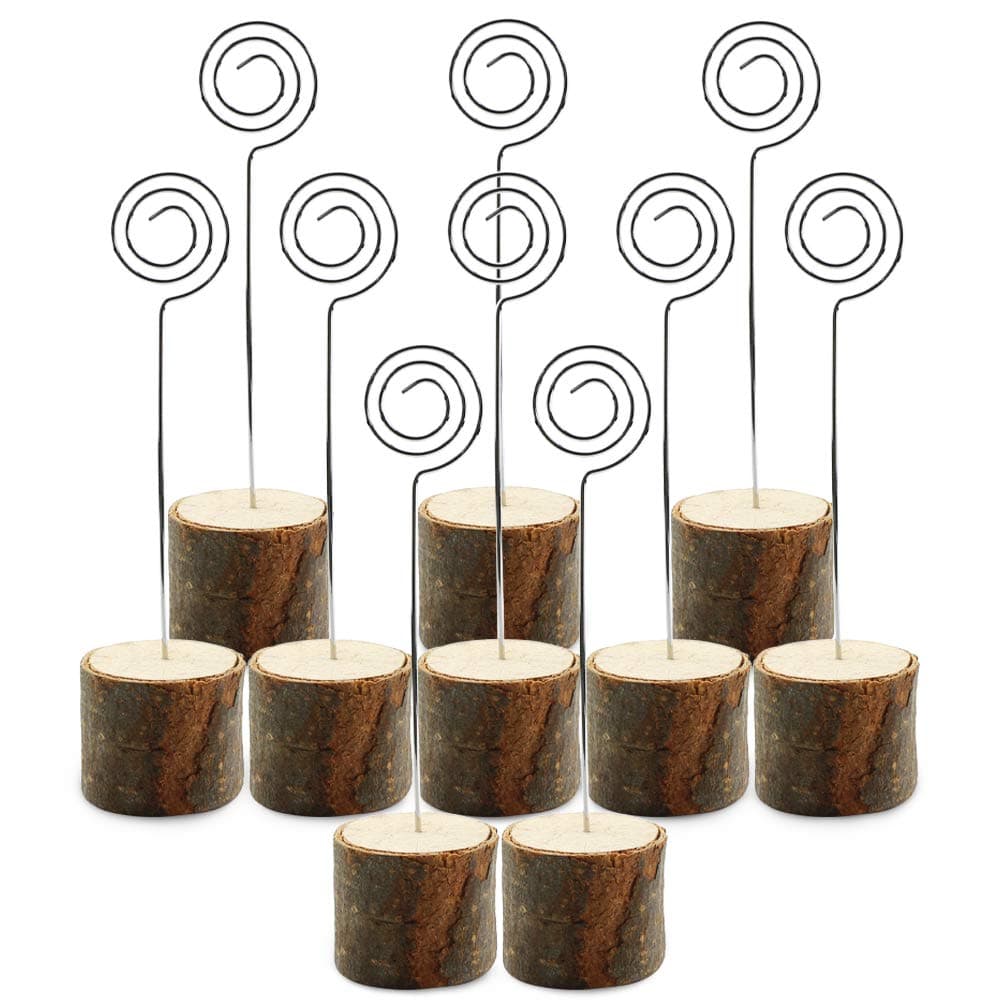 Wpxmer 10 Pack Real Wood Table Card Holders Photo Clip Holder Stand Number Holders for Weddings,Restaurant