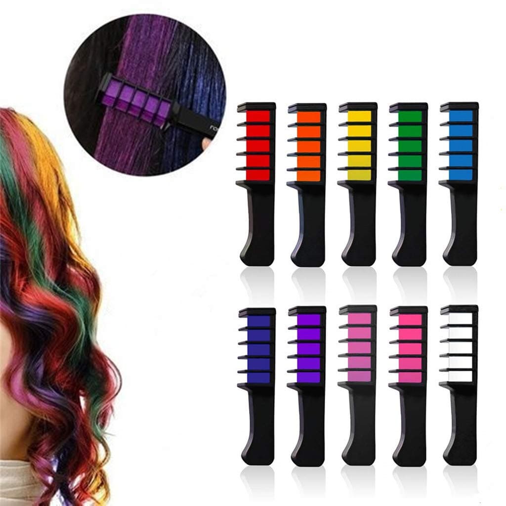 Hair Chalk Set,10 Colorful Temporary Washable Hair Chalk Comb for Kids Girls with All Hair, Birthday Gifts Christmas Party Halloween Cospaly