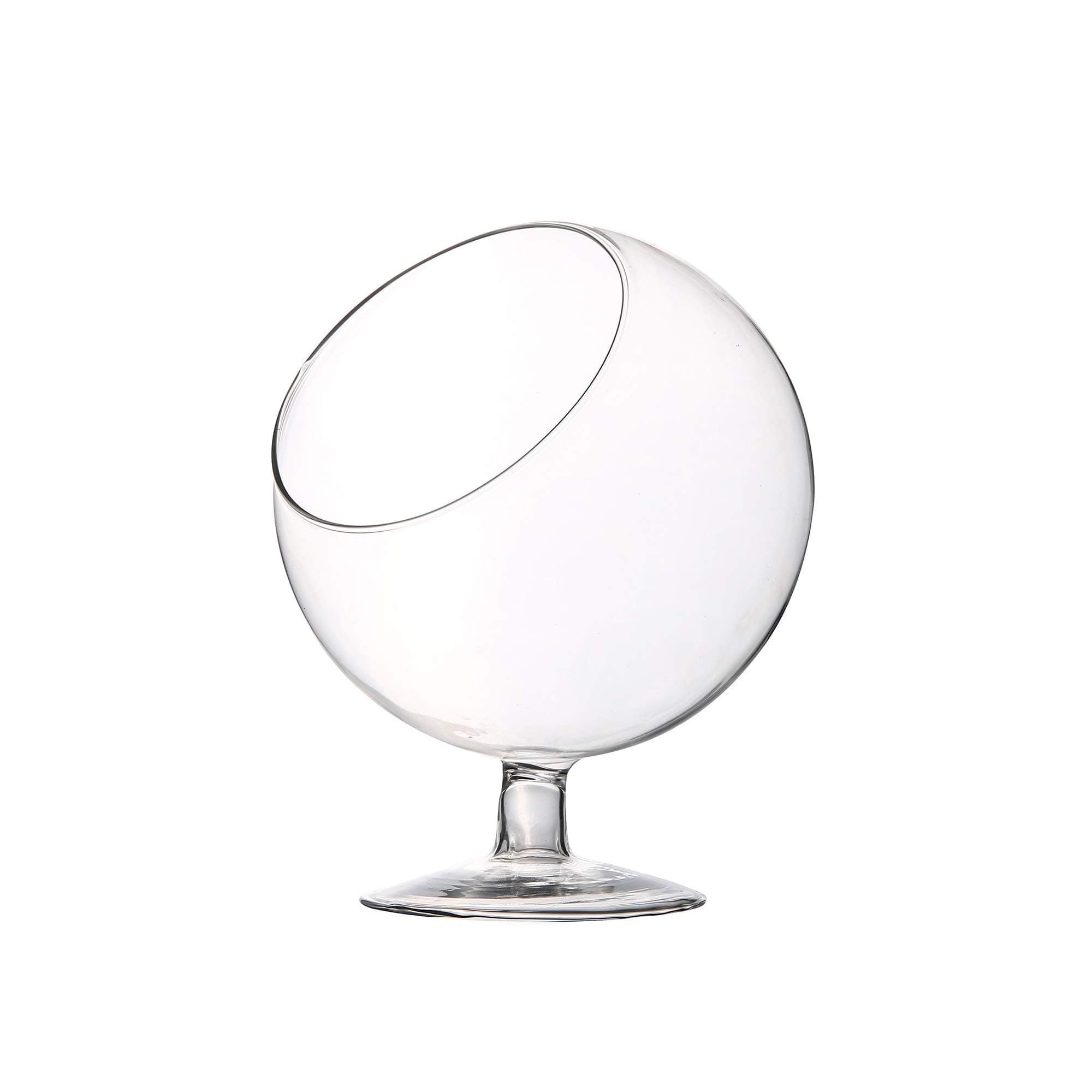 WGV Planter Terrarium with Stand, Ball Diameter 5" Height 6", Clear Glass Floral Container Vase, DIY Succulents Outdoor Garden Home Office Decor Slant Cut Orb, 1 Piece