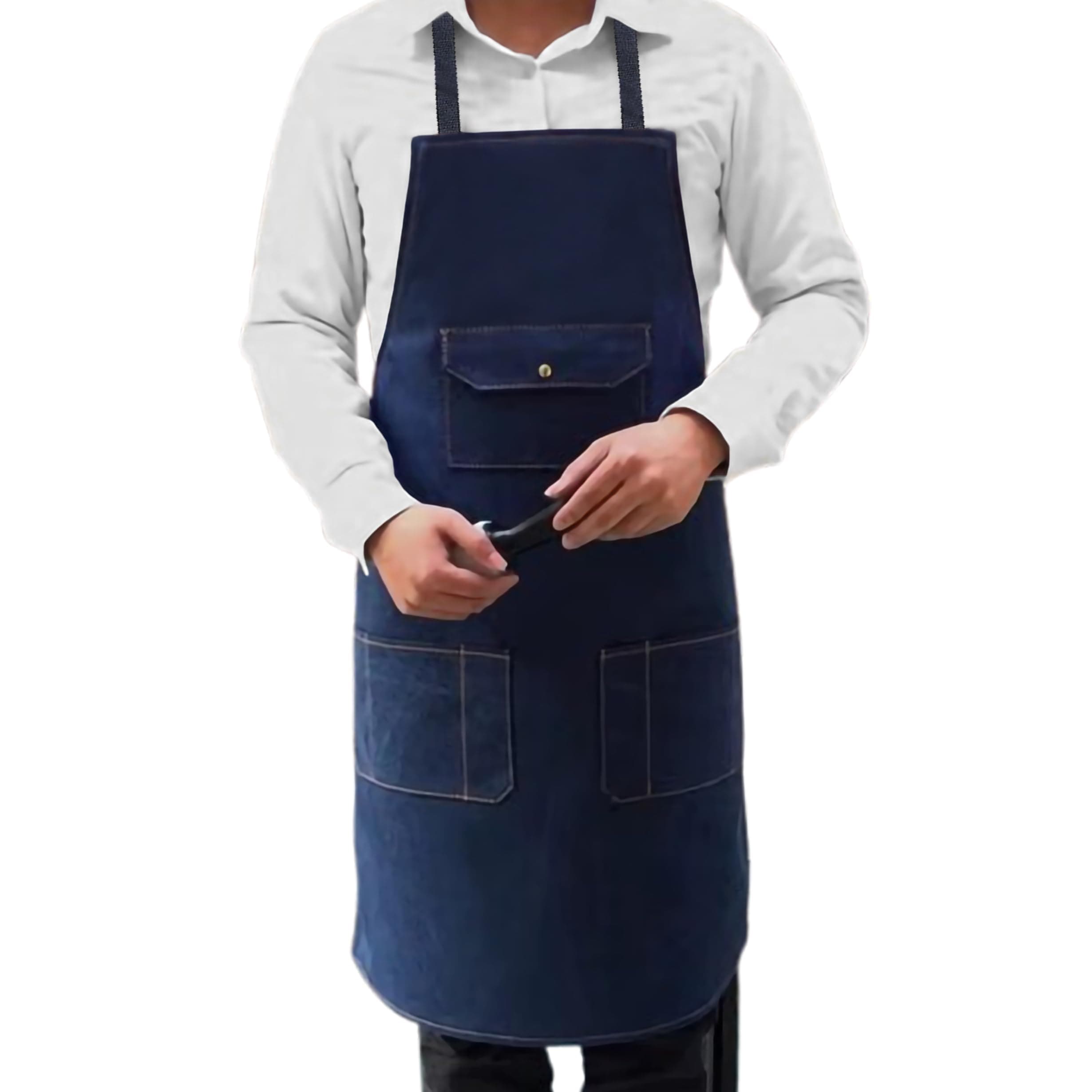 Sterling Sports® Oxford Denim Apron Cotton Indigo 70 x 80 cm- Denim Double Oven Glove Indigo 17 x 90 cm- Pot Holder-Gauntlet-Oxford Vintage Denim Place-mats
