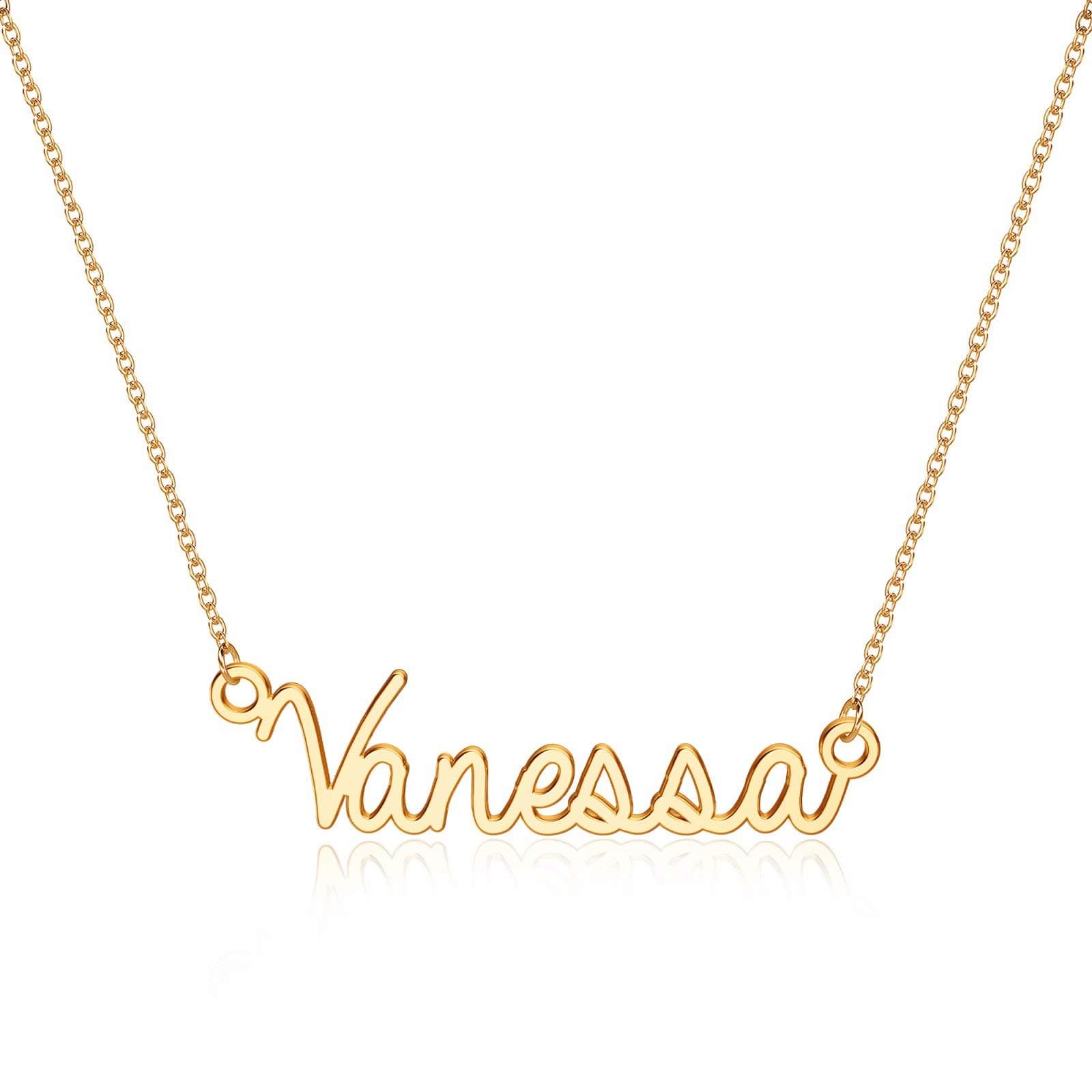 TurandossCustom Name Necklace Personalized, 14K Gold Plated Name Pendant Necklace Dainty Name Necklace Personalized Jewelry Gifts for Women