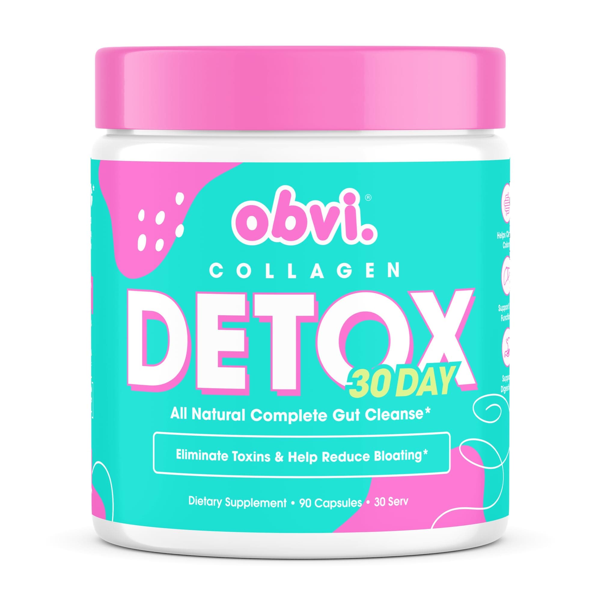 Obvi Detox Colon Cleanse Supplement | Promotes Digestive and Gut Health, Bloating Relief, Helps Remove Toxins | Immune Support with Milk Thistle, Psyllium Husk, Senna Leaf | 90 Capsules | 30 Servings