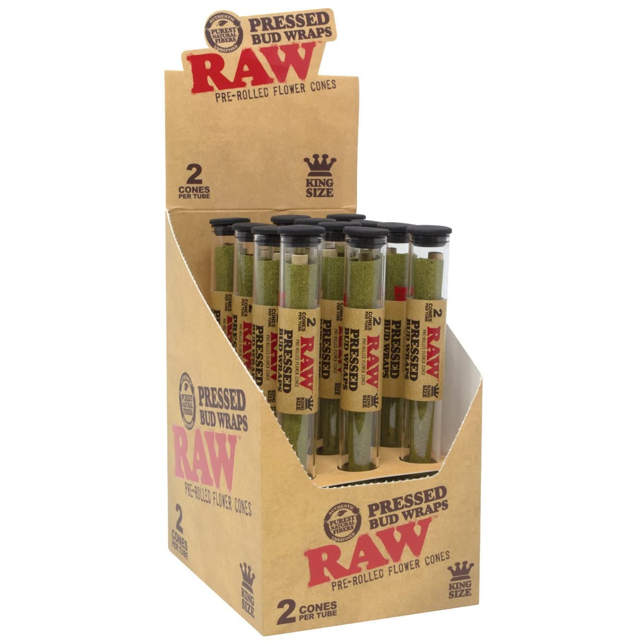 Raw Pressed Bud wraps- King Size Cones (24 cones Full display) with DeLaCruzV Sticker.