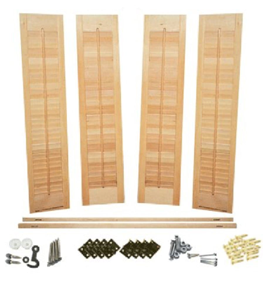 Interior Shutter Kit, 1 1/4" Louvers, Unfinished Wood-Traditional Style (Unfinished Wood(Paint Grade), 48" W x 40" H)