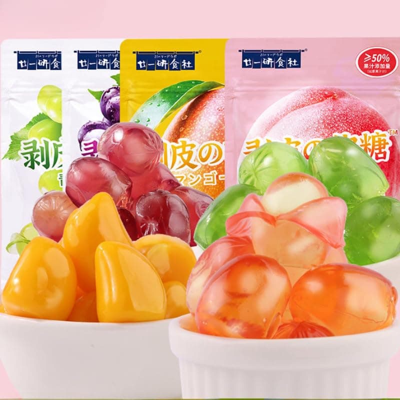 Peelable Gummies,Mango White Peach Soft Candy,Fruit Juice Fudge,Grape Gummy Candy,Peeling Sweets Candy,Casual Desserts,Wedding Candies,Instant Healthy Chinese Snacks (Green Grape,3bag)
