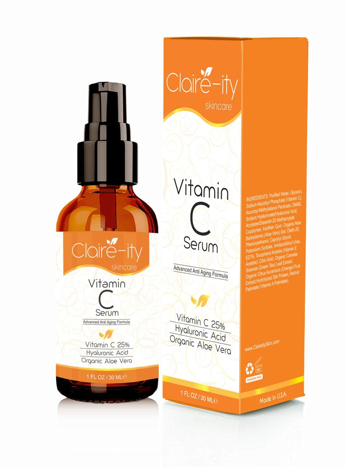 Vitamin C Serum for Face 25%. With Hyaluronic Acid + Vitamin E. Best Natural & Organic Anti Ageing Formula Stimulates Collagen, Repairs Wrinkles & Fades Age Spots - Gives Skin a Radiant & Youthful Glow - Guaranteed Results